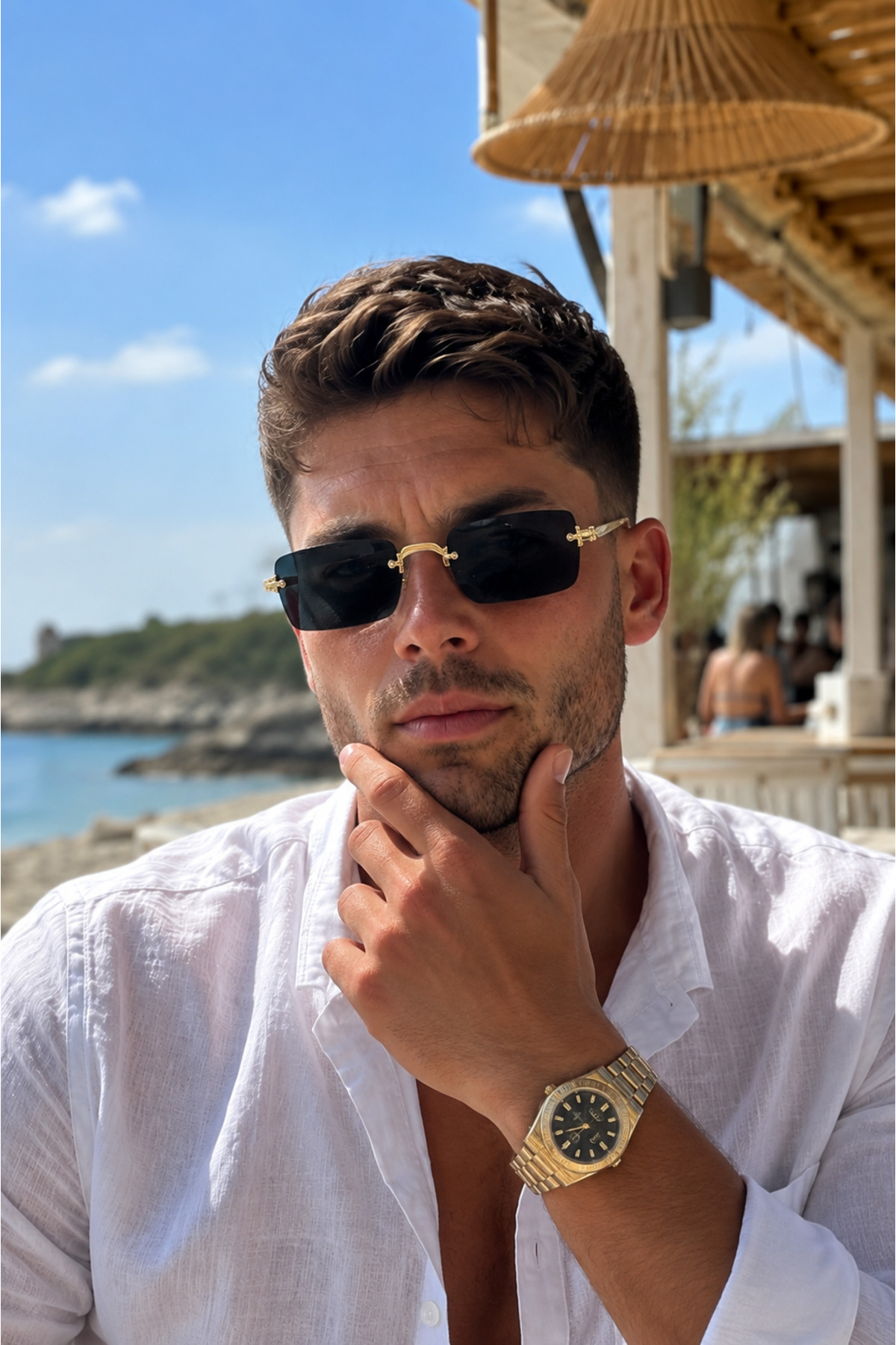 Goldmine ASAF Noir Gold Metal Kristal Cam Güneş Gözlüğü Yeni Sezon UV400 58 Ekartman | Kılıf ve Silme Bezi Hediyeli görsel 3
