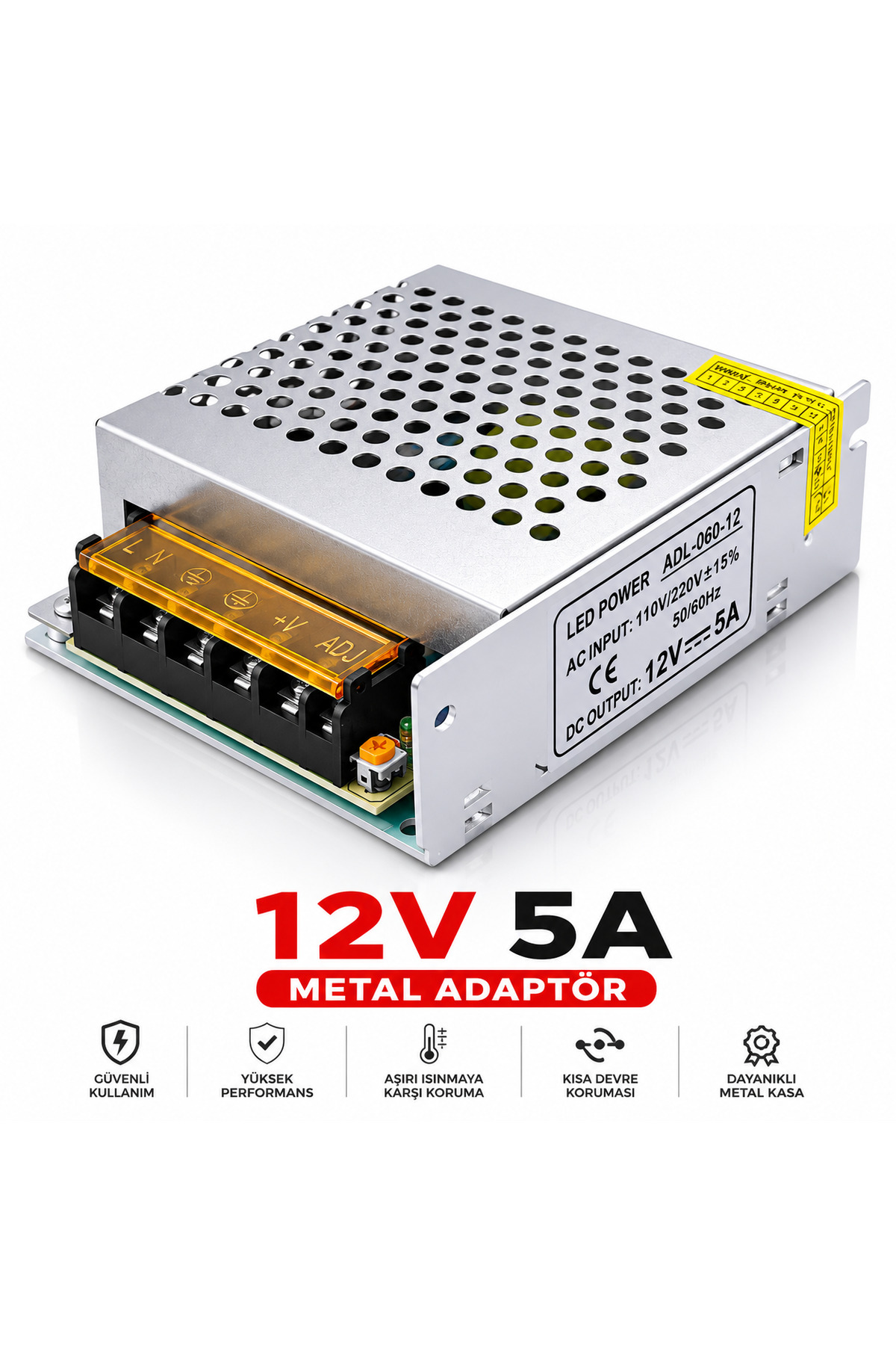 ExitCam 12V 5A Metal Adaptör