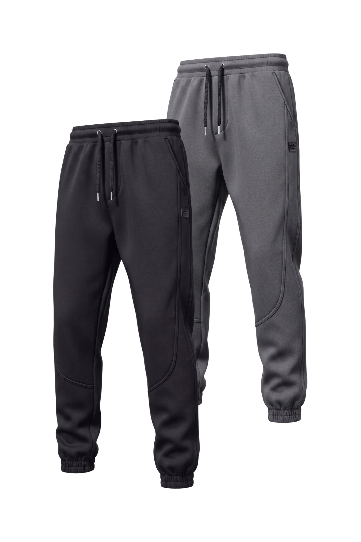 GENIUS STORE 2'Li Erkek Eşofman İçi Polarlı Bağcıklı Bel Jogger Spor Eşofman Altı