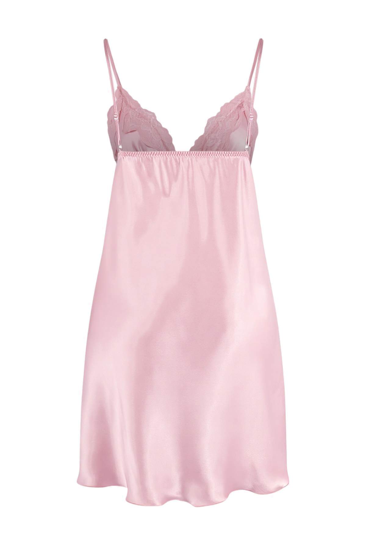 Laperissa Pembe 2li Çeyiz Set Dantelli Kurdele/Fiyonklu Saten Kuşaklı Dokuma Sabahlık + Gecelik görsel 6