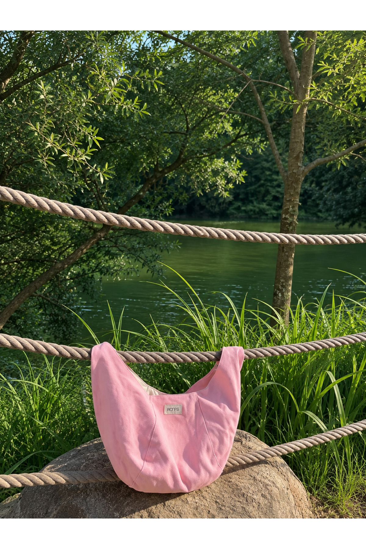 RONASBAG Luna Bag Pembe Çıtçıtlı Çanta Ayarlanabilir Çapraz Askılı Omuz Ve Kol Çantası görsel 2