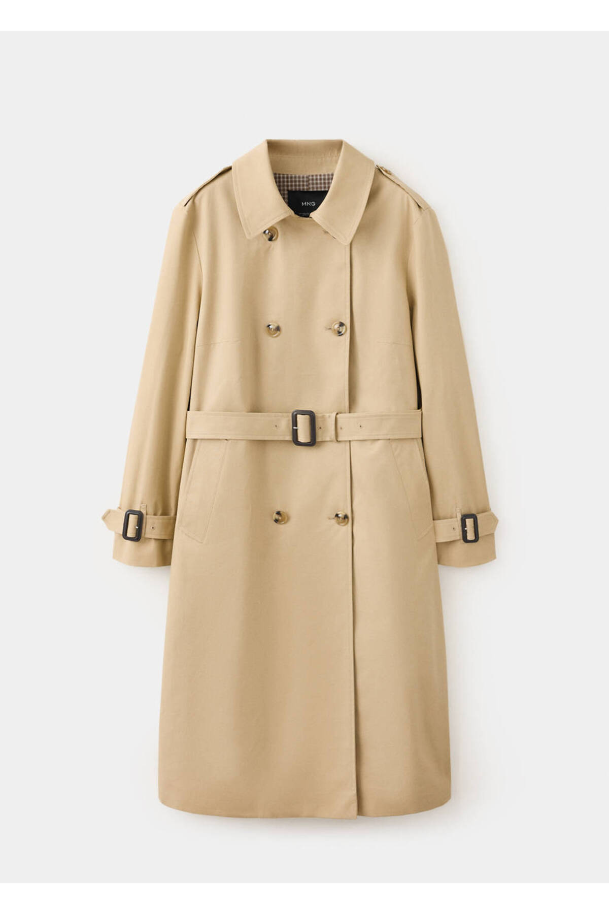 MANGO Woman Trench coat with shirt collar and buckles görsel 3