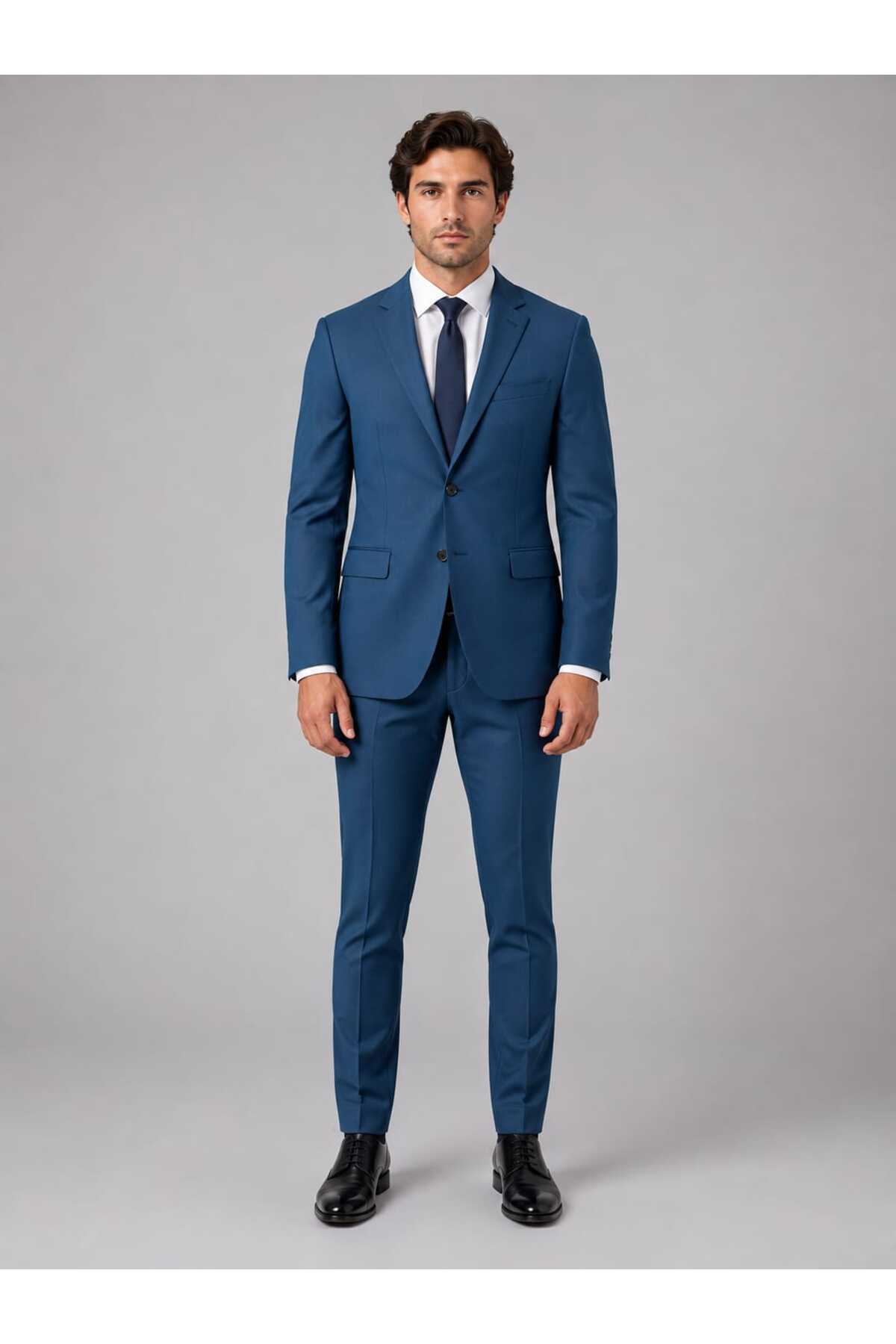 SlimFit 140's Koyu Mavi Takım Elbise Beden:46-48-50-52-54-56-58- — آبی TK-108