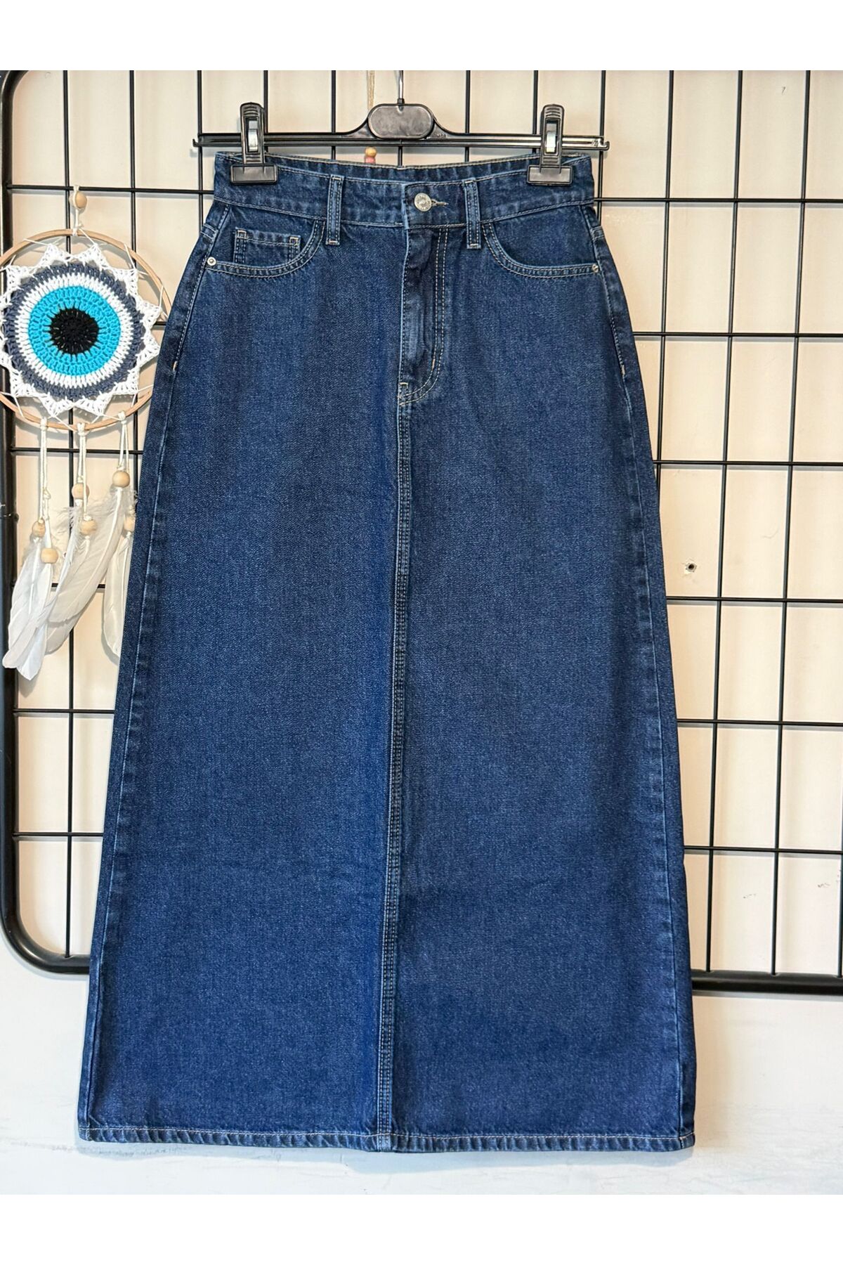 Dema Kadın Yüksek Bel Uzun Boy Denim Etek / Bilek Boy Tesettüre Uygun Denim Etek görsel 3