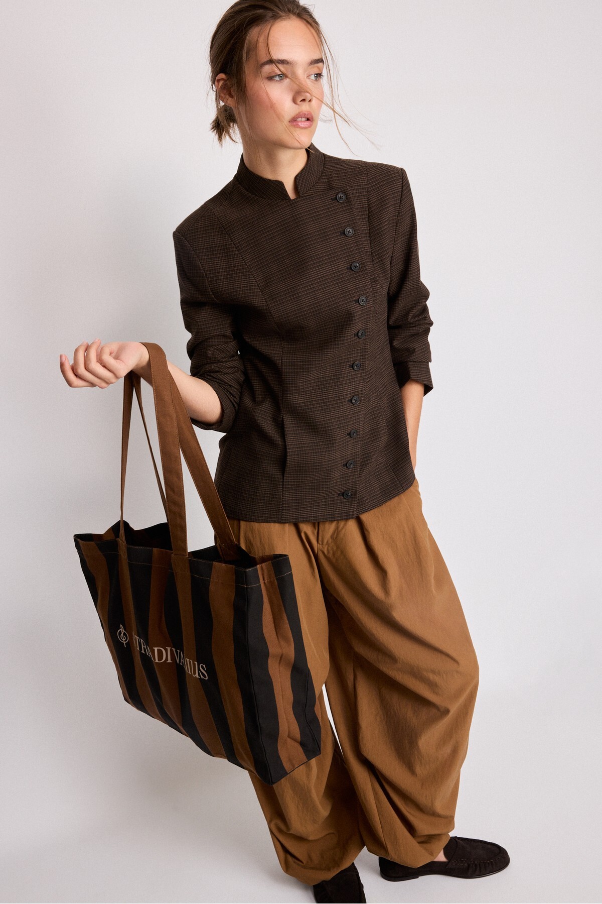 Stradivarius Çizgili It Bag görsel 4