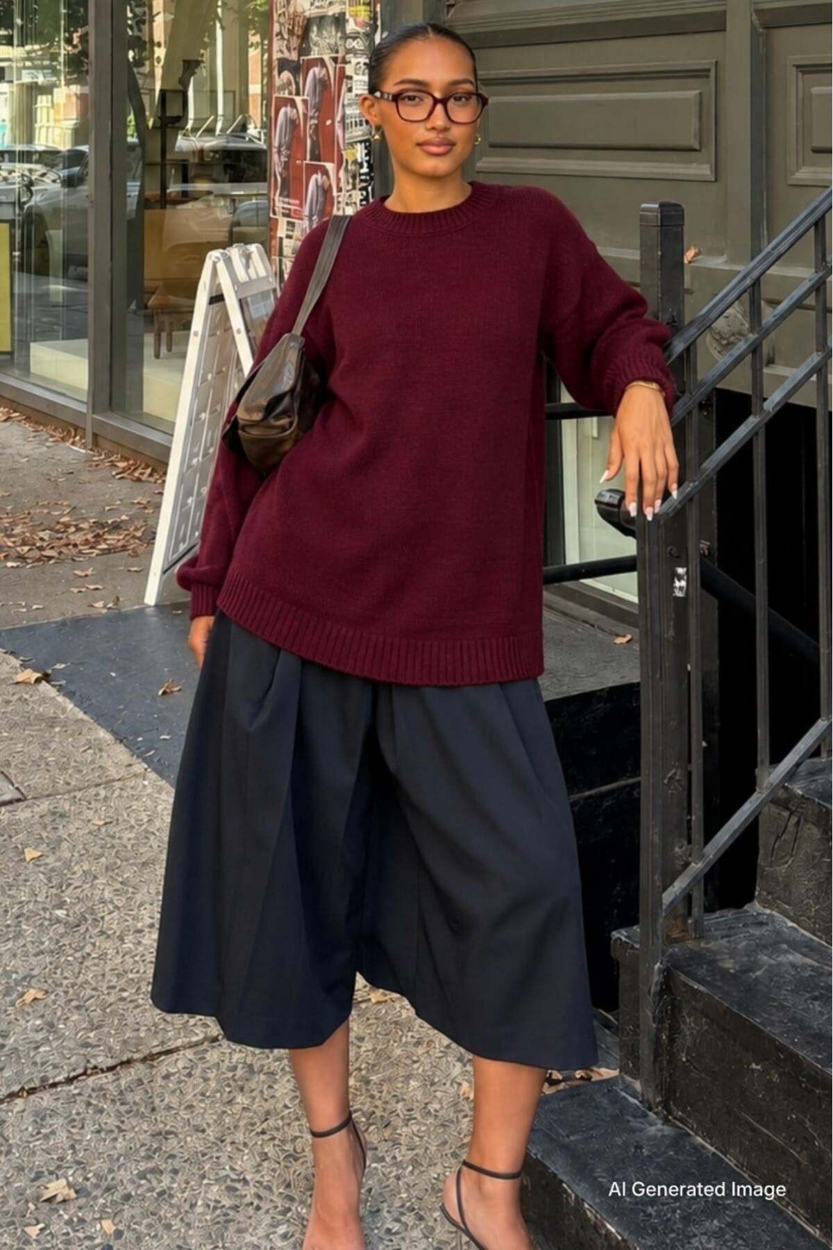 Madmext Bordo Bisiklet Yaka Oversize Uzun Kadın Triko Kazak MG2890