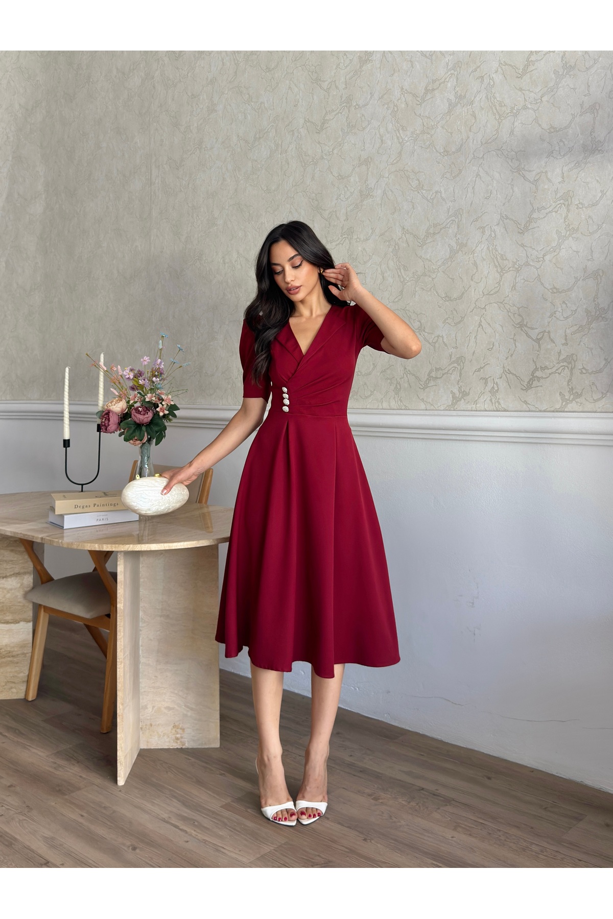 MODA DURAĞI Nona Kaliteli Midi Elbise Elbise görsel 3
