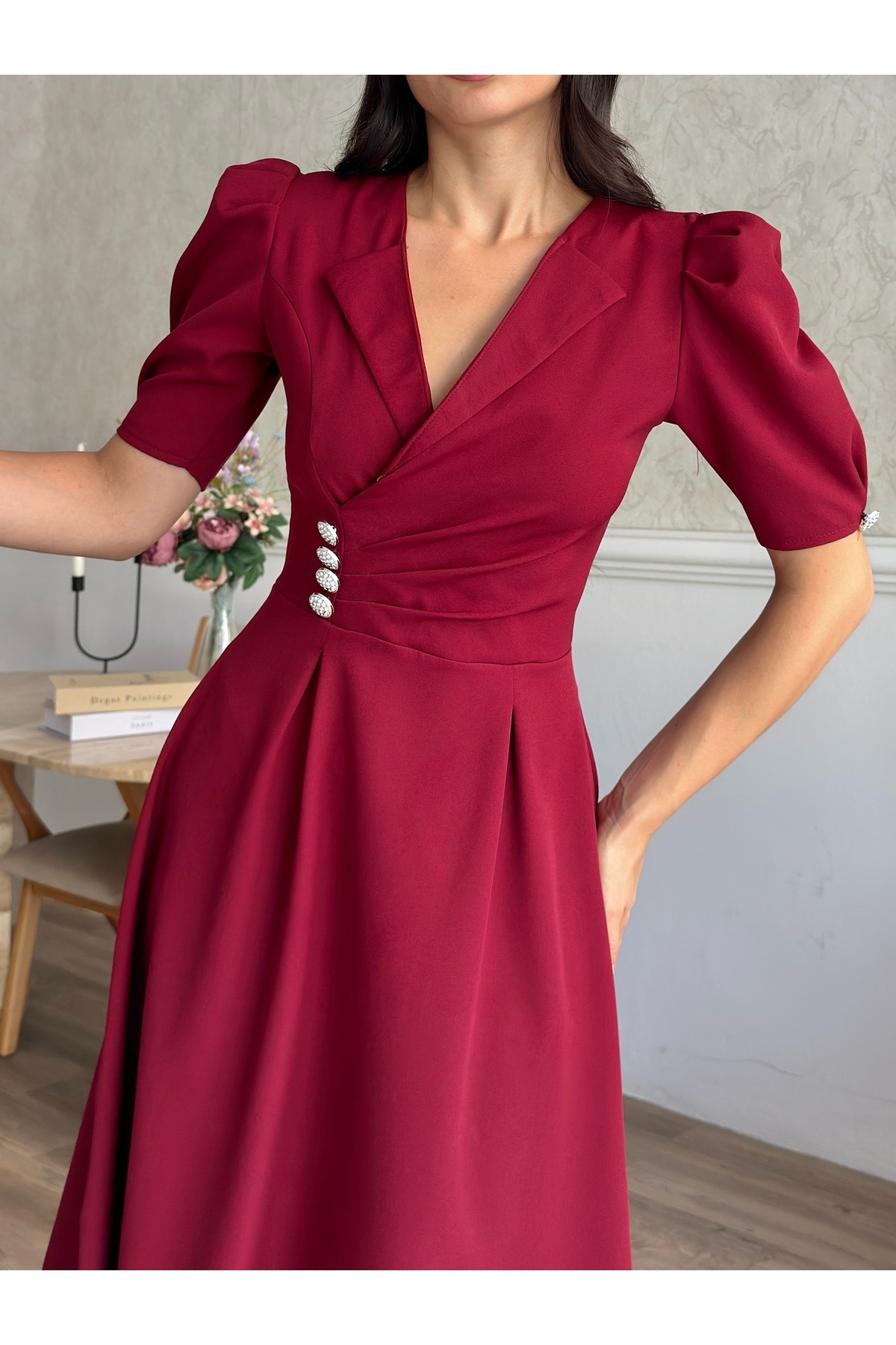 MODA DURAĞI Nona Kaliteli Midi Elbise Elbise görsel 5