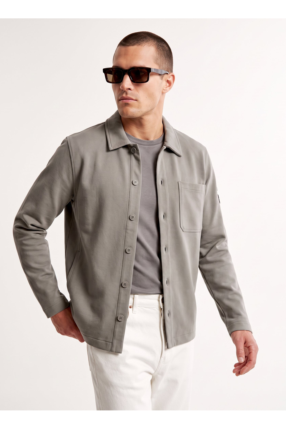 پیراهن مردانه راحتی سبز رنگ کد ۱۲۲۹۹۰۴۳ JJAXEL TWILL SWEAT OVERSHIRT جک اند جونز پیراهن Jack & Jones