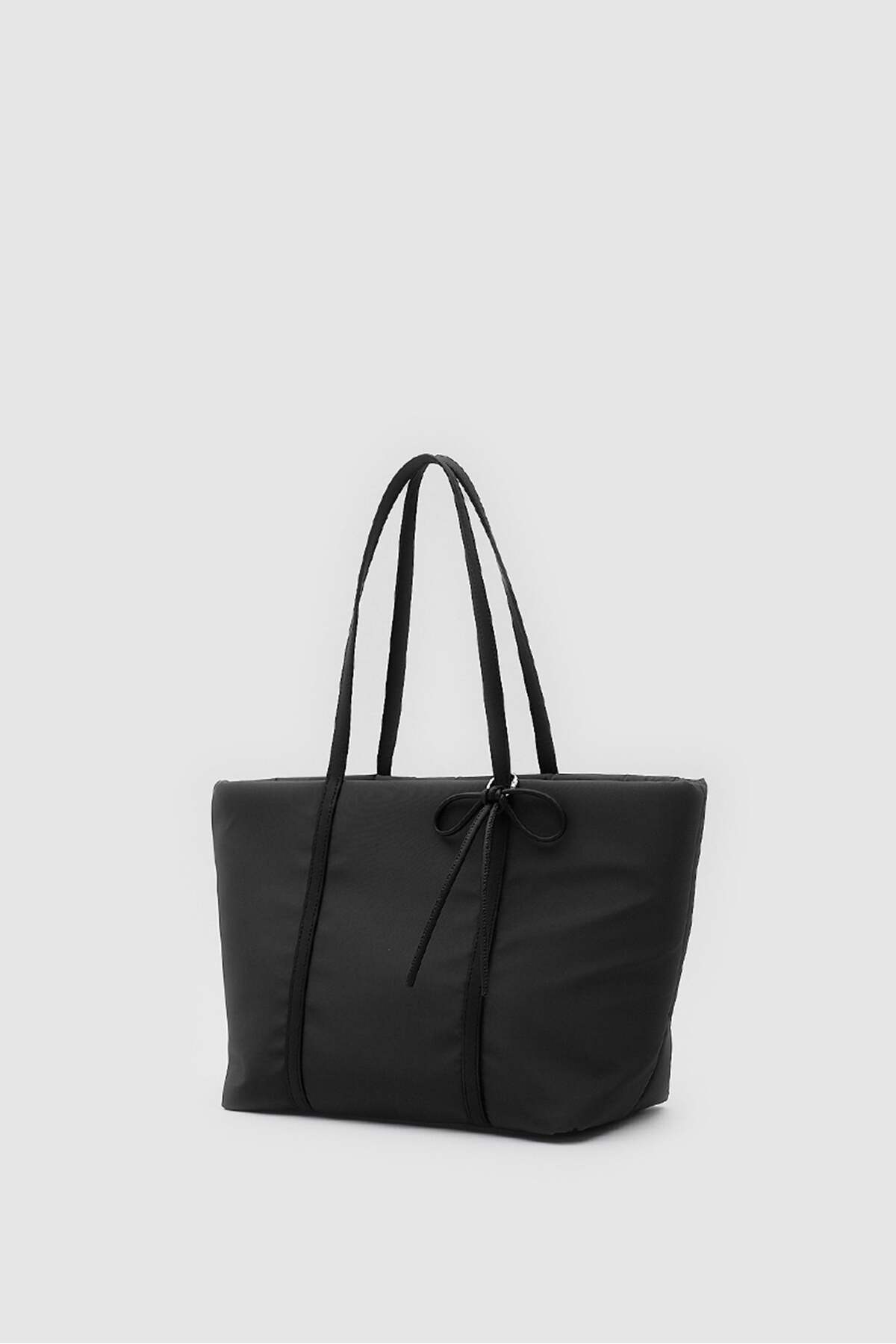 Shule Bags Jersey Fiyonklu Omuz Çantası Siyah görsel 2
