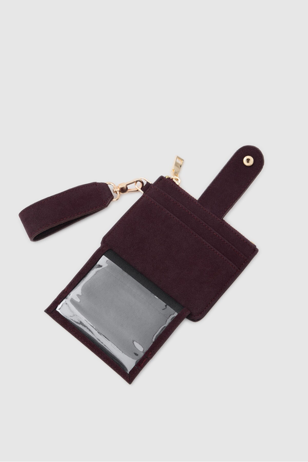 Shule Bags Pike Süet Kadın Kartlık Bordo görsel 6