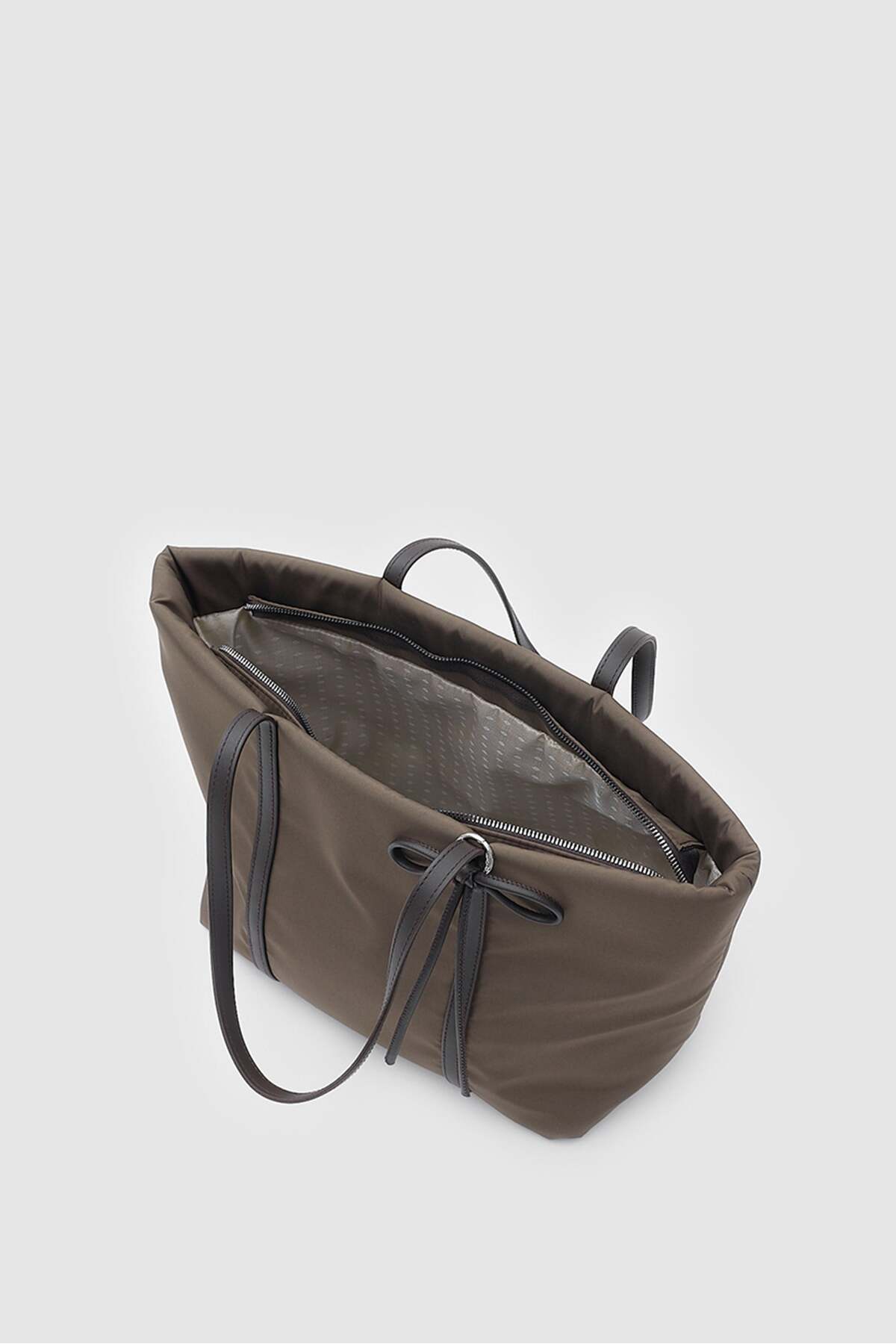 Shule Bags Jersey Fiyonklu Omuz Çantası Kahve görsel 6
