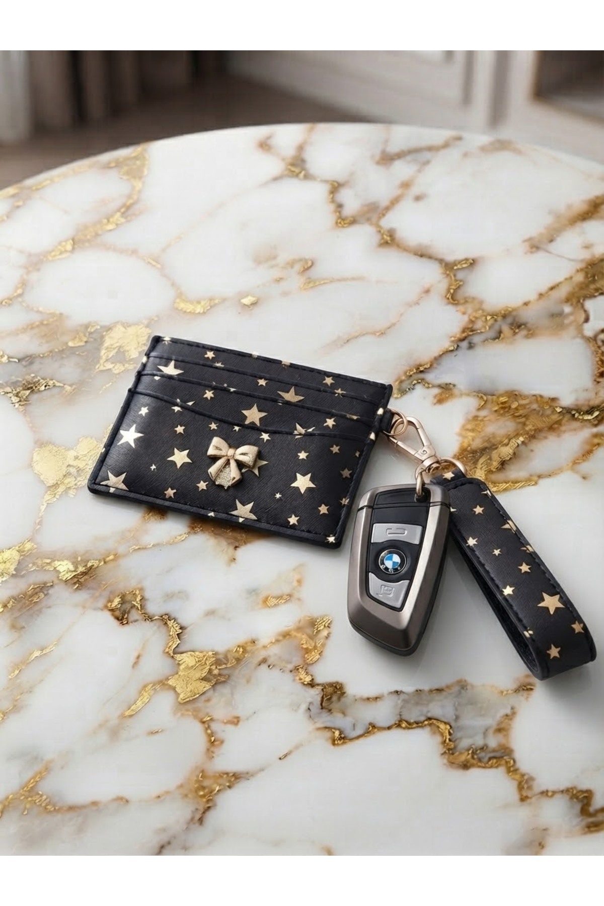 BAGS KADIN ANAHTARLIKLI KARTLIK CÜZDAN FİYONK DETAYLI SUNİ DERİ ÇOK GÖZLÜ KART BÖLMELİ ŞIK ZARİF KULLANIŞLI İNCE görsel 2
