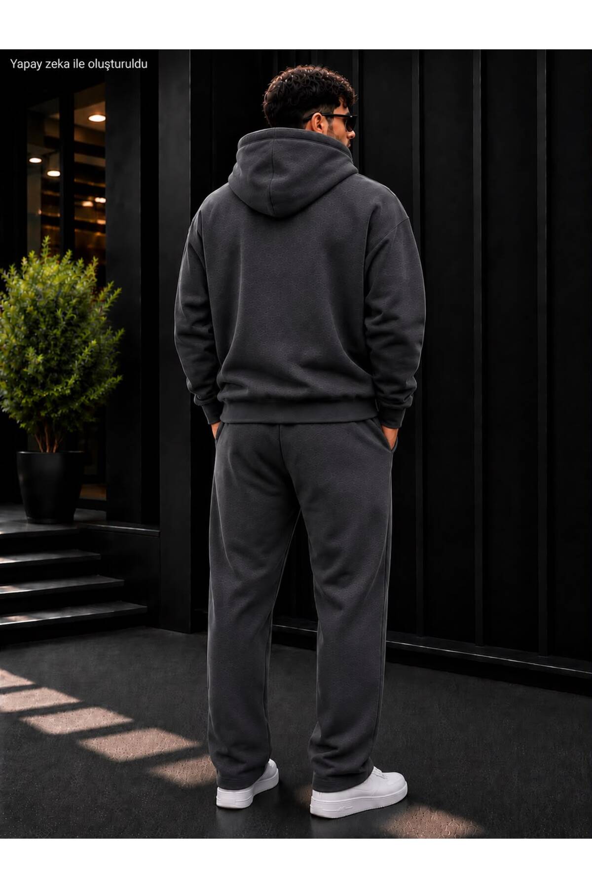 Erkek Sacramento California Baskılı Eşofman Takımı / Kapüşonlu Kanguru Cepli Sweatshirt ve Düz Paça Alt — رنگارنگ CKTK280821 — تصویر 2 از 4