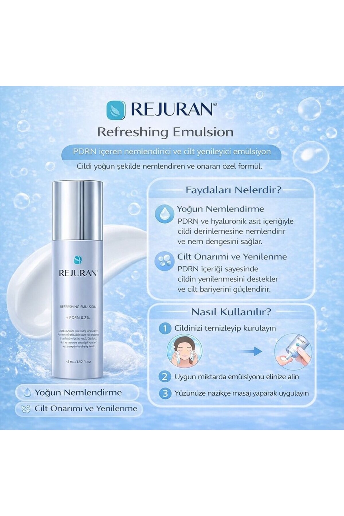 Rejuran Refreshing Emulsion Kırışıklık Karşıtı Tüm Cilt Tipleri İçin Onarıcı Emülsiyon 45 ml — 20203 — تصویر 2 از 2