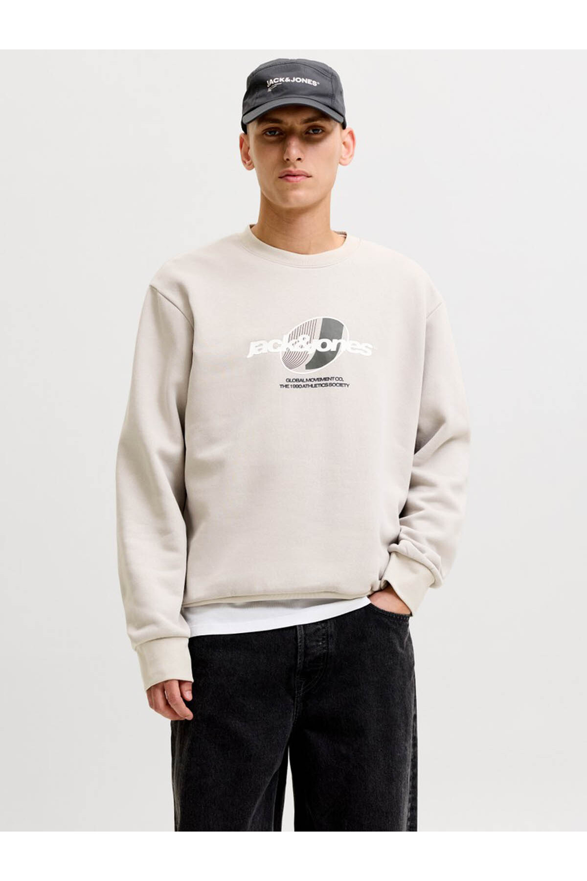 سویشرت مردانه برند Jcoclub مدل یقه گرد بژ کد 12300460 جک اند جونز سویشرت Jack & Jones