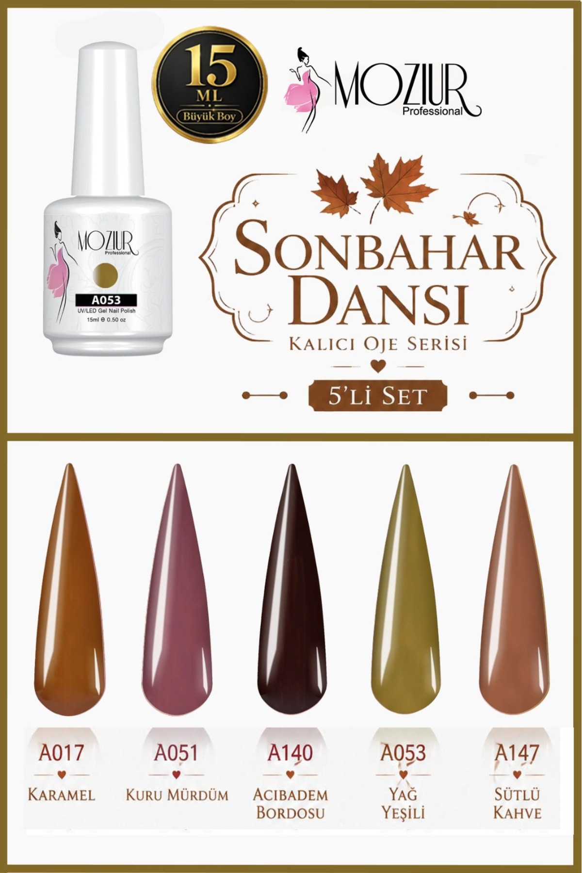 MOZIUR Sonbahar Dansı Kalıcı Oje Serisi 15ml Büyük Boy — رنگارنگ 8683089007409