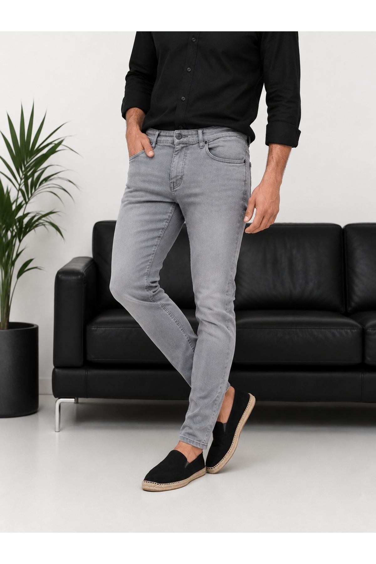 urban wear URBAN ERKEK GRİ Slim Fit Likralı Pantolon - 2690 görsel 3