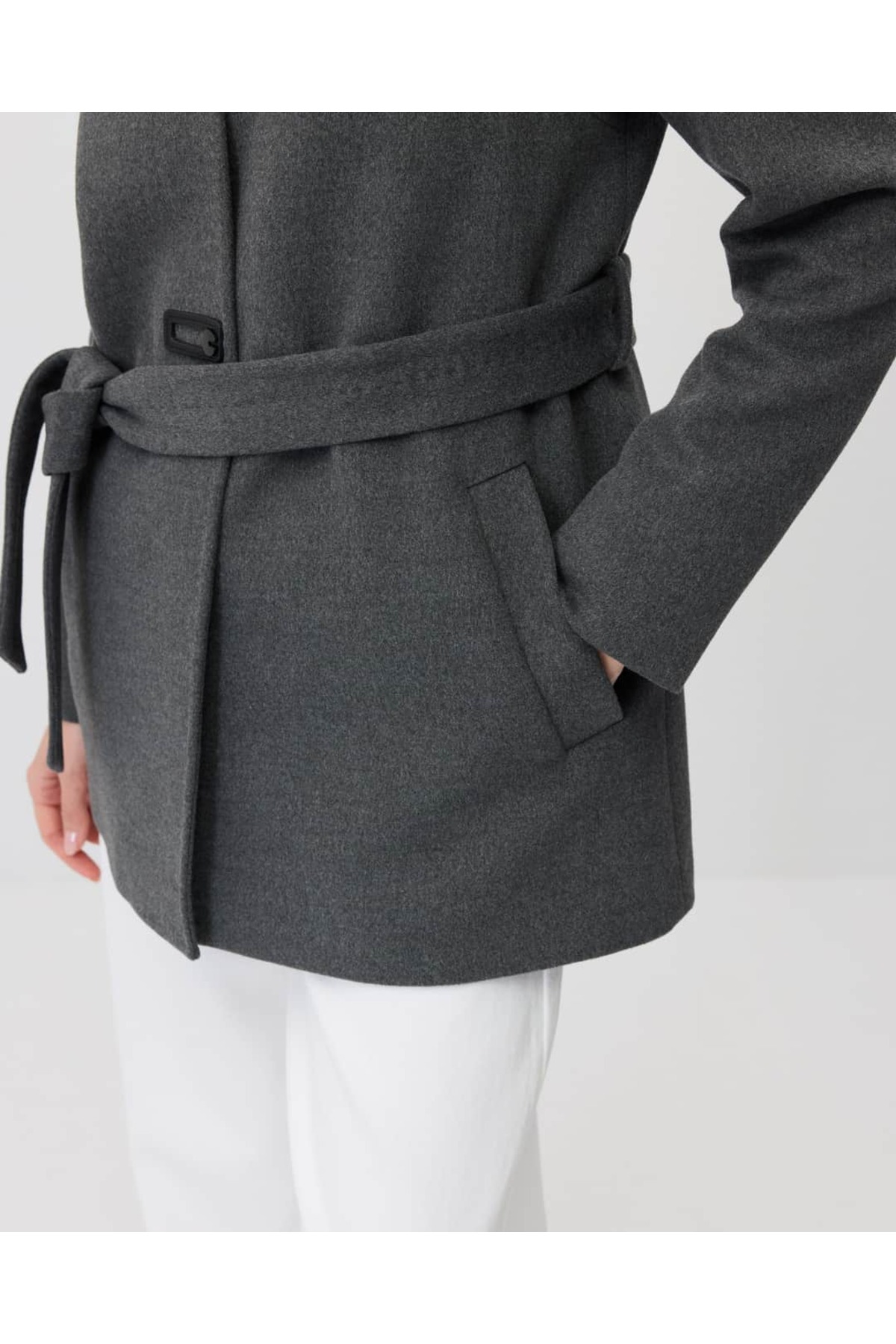 IDA Collection Bebe Yaka Kısa Ceket Antrasit görsel 5