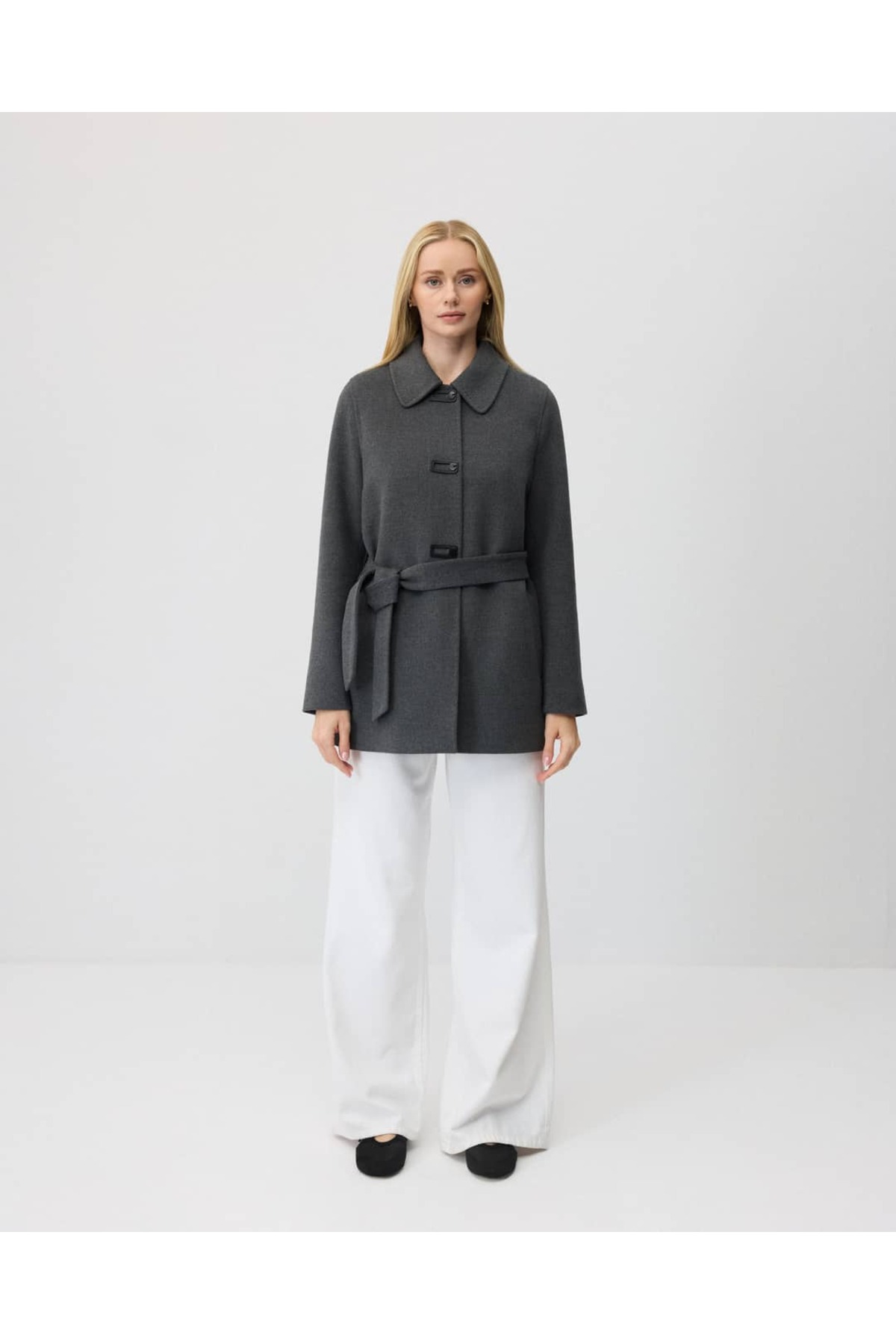 IDA Collection Bebe Yaka Kısa Ceket Antrasit görsel 4
