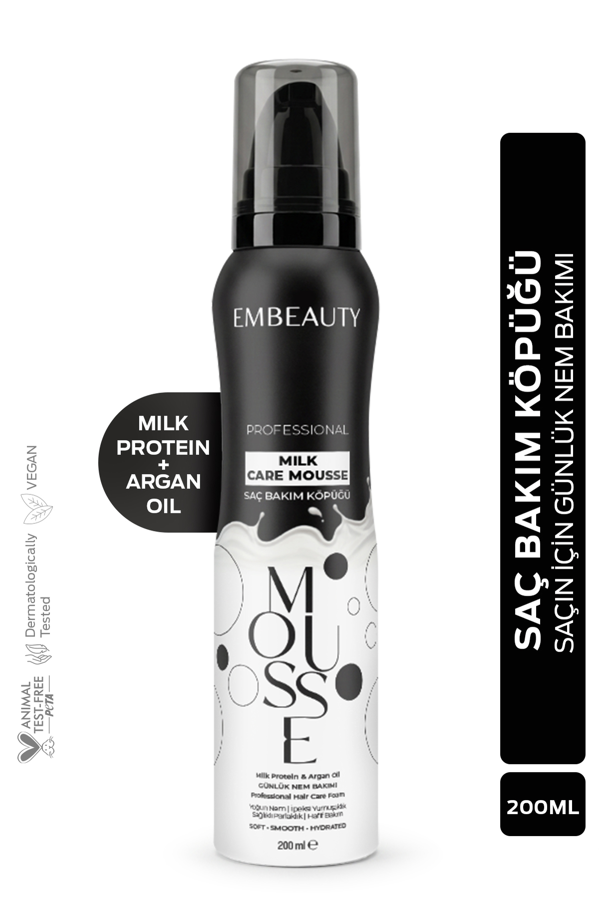 Embeauty Milk Care Mousse Hacim ve Dolgunluk Veren Saç Bakım Köpüğü Milk Protein & Argan Oil 200 ml — milksaçköpük
