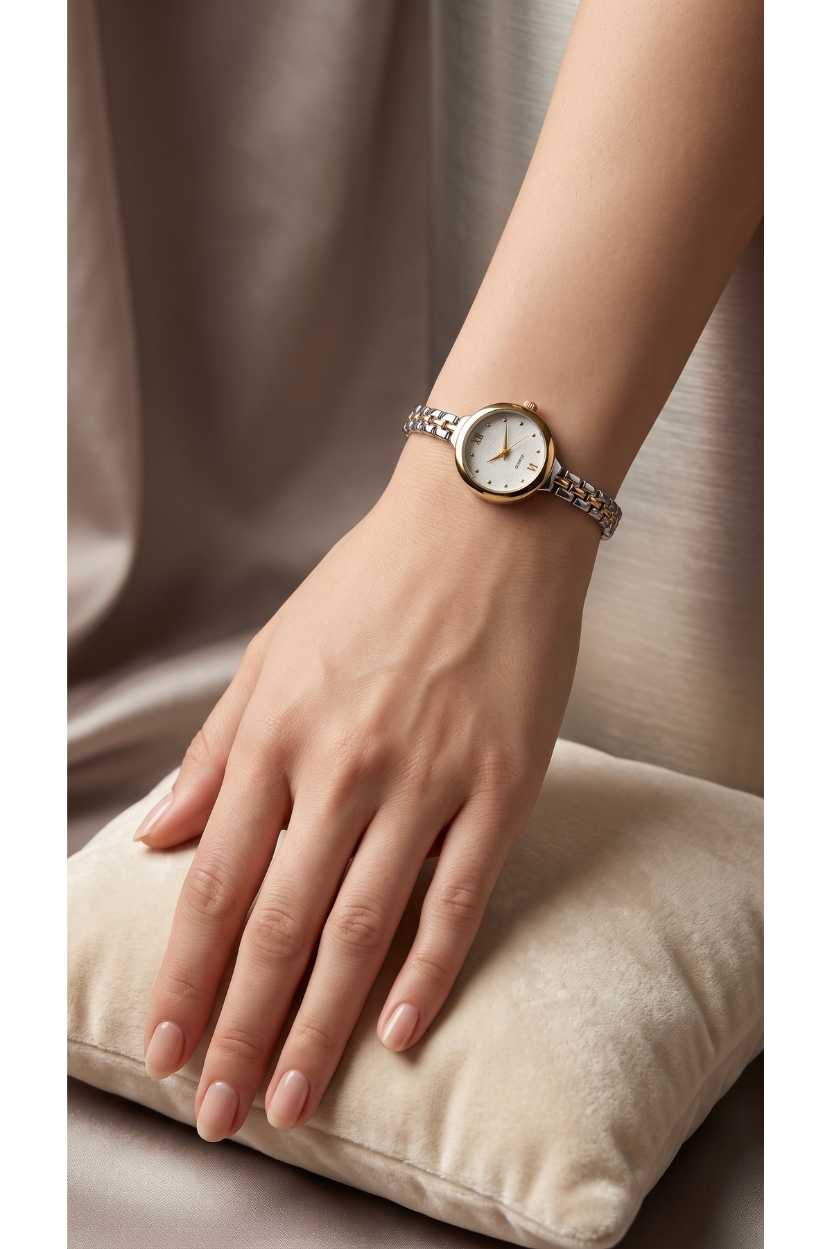 KLISHE Butik Pinterest Kadın Çelik Saat Minimal Gold & Gümüş Mix Renk Vintage | Old Money Luxury Zarif Şık Kadın Kol Saati | Premium Çelik Kadın Saat 2026 görsel 4