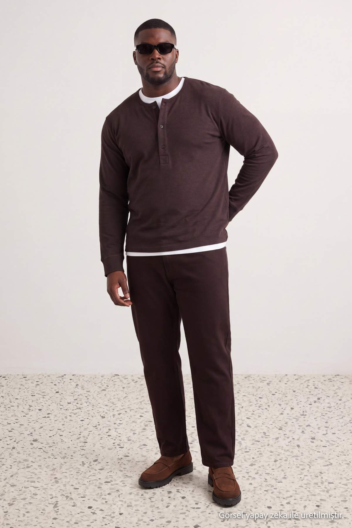 Trendyolmilla Man Koyu Kahverengi Straight Fit Büyük Beden Esnek Kumaş Normal Bel Erkek Dokuma Pantolon TMNAW27AR00003