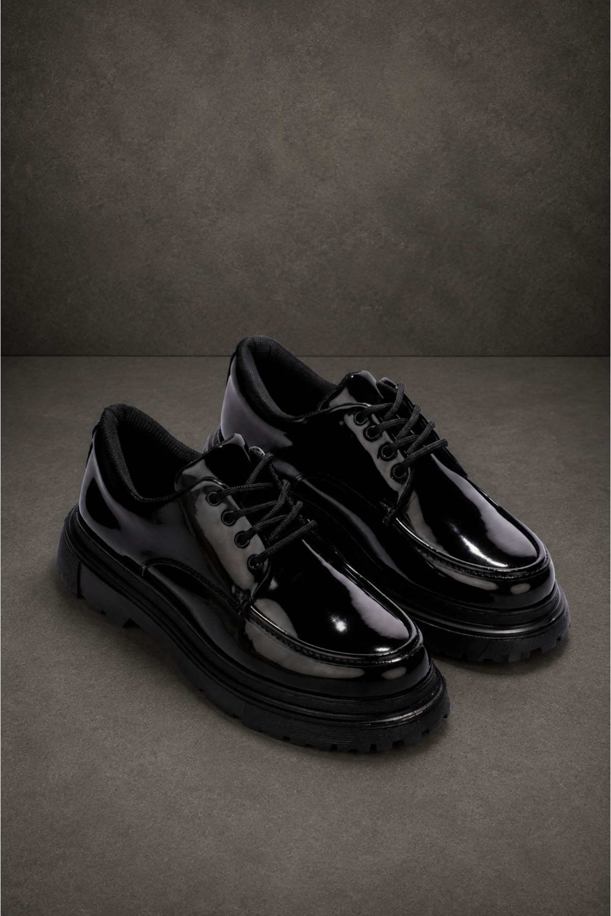 Mhoda Shoes RLX- Erkek Günlük Bağcıklı Rugan Klasik Ayakkabı RST - Siyah
