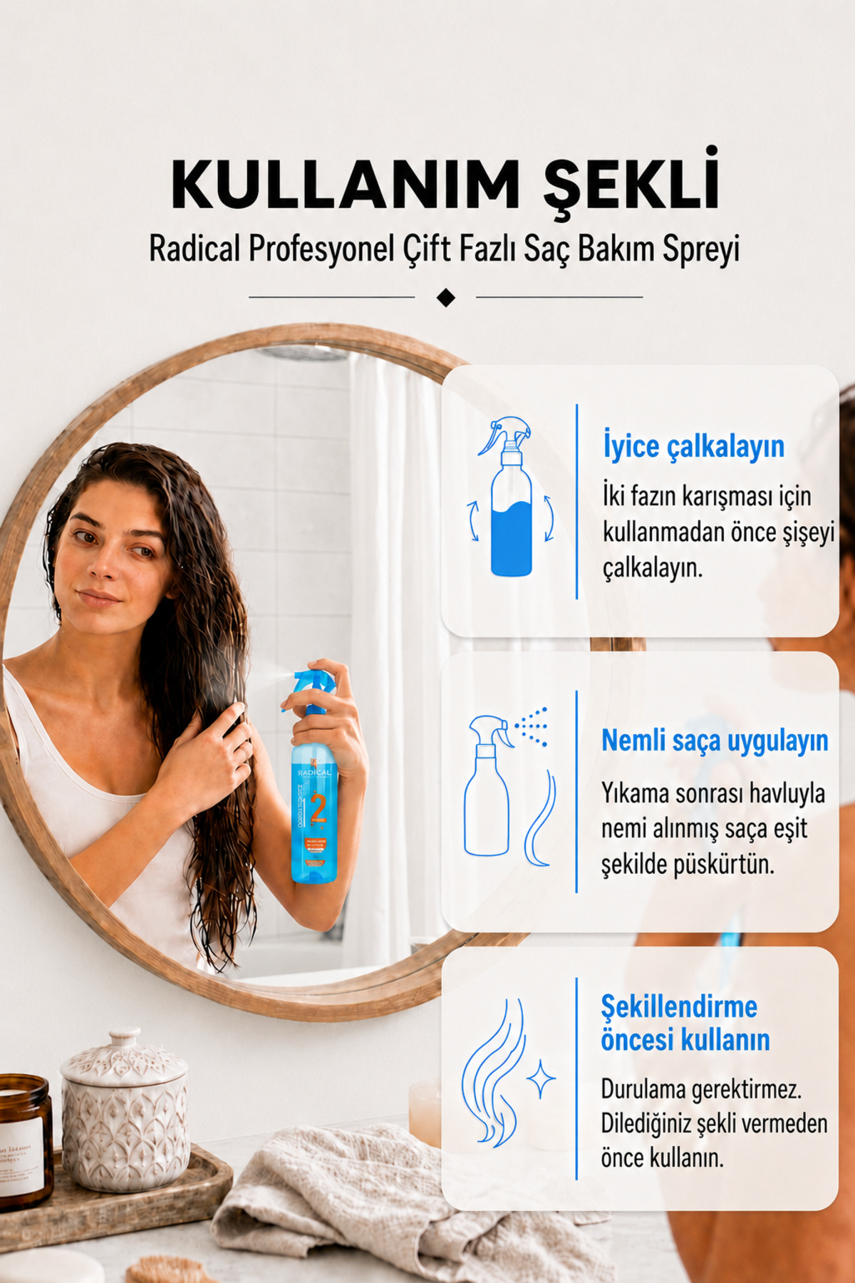 Profesyonel Çift Fazlı Saç Bakım Spreyi 400 ML. — 0001conditioner-mavi — تصویر 3 از 3