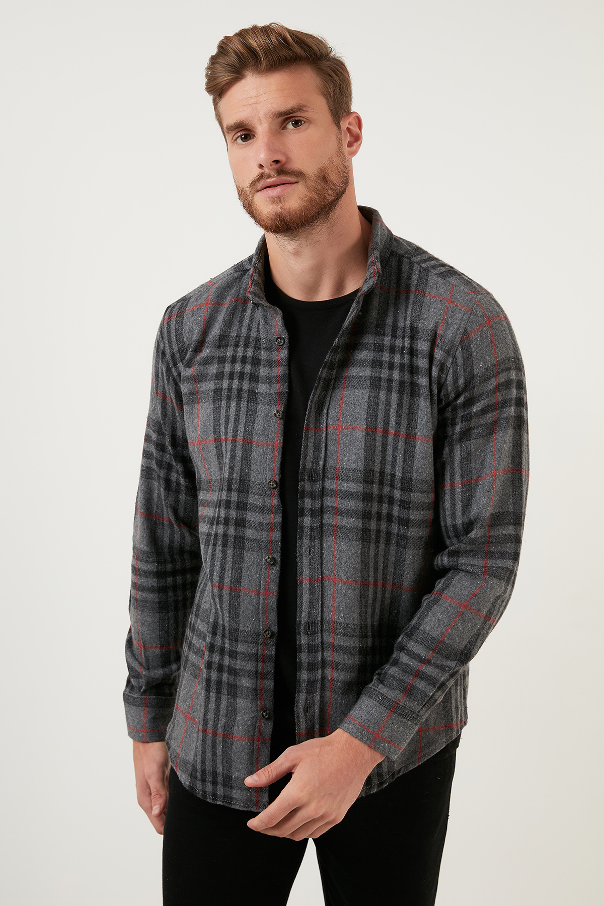 Buratti Ekoseli Uzun Kollu Slim Fit Kışlık Gömlek Erkek GÖMLEK CF21W112844 görsel 4