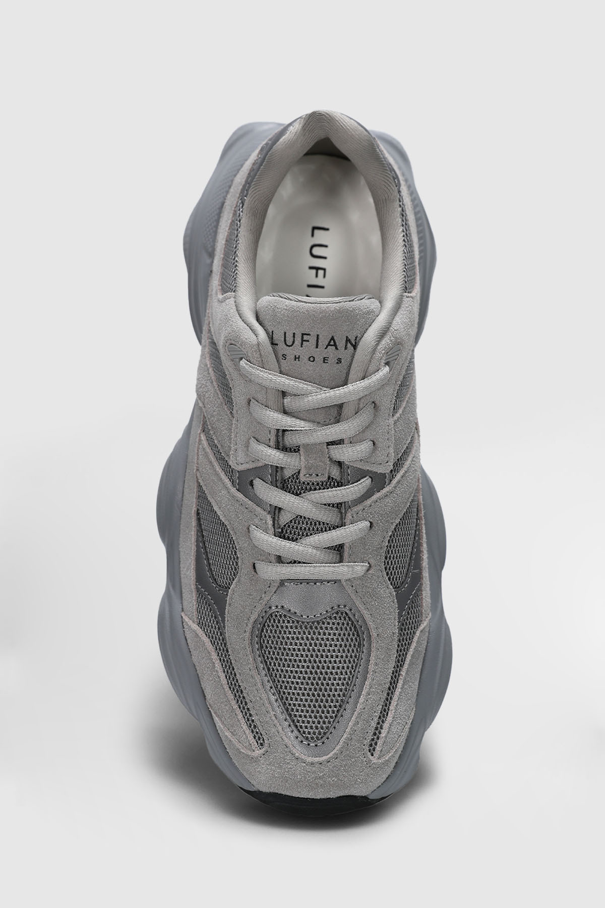 Lufian Mark Erkek Deri Sneaker Ayakkabı Gri görsel 6