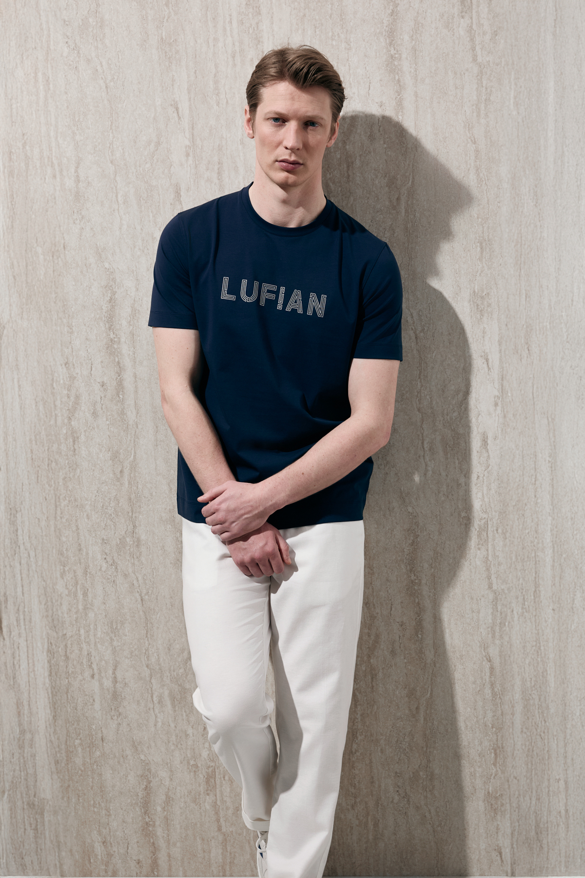 Lufian Oscar Modern Grafik Tişört Lacivert görsel 2