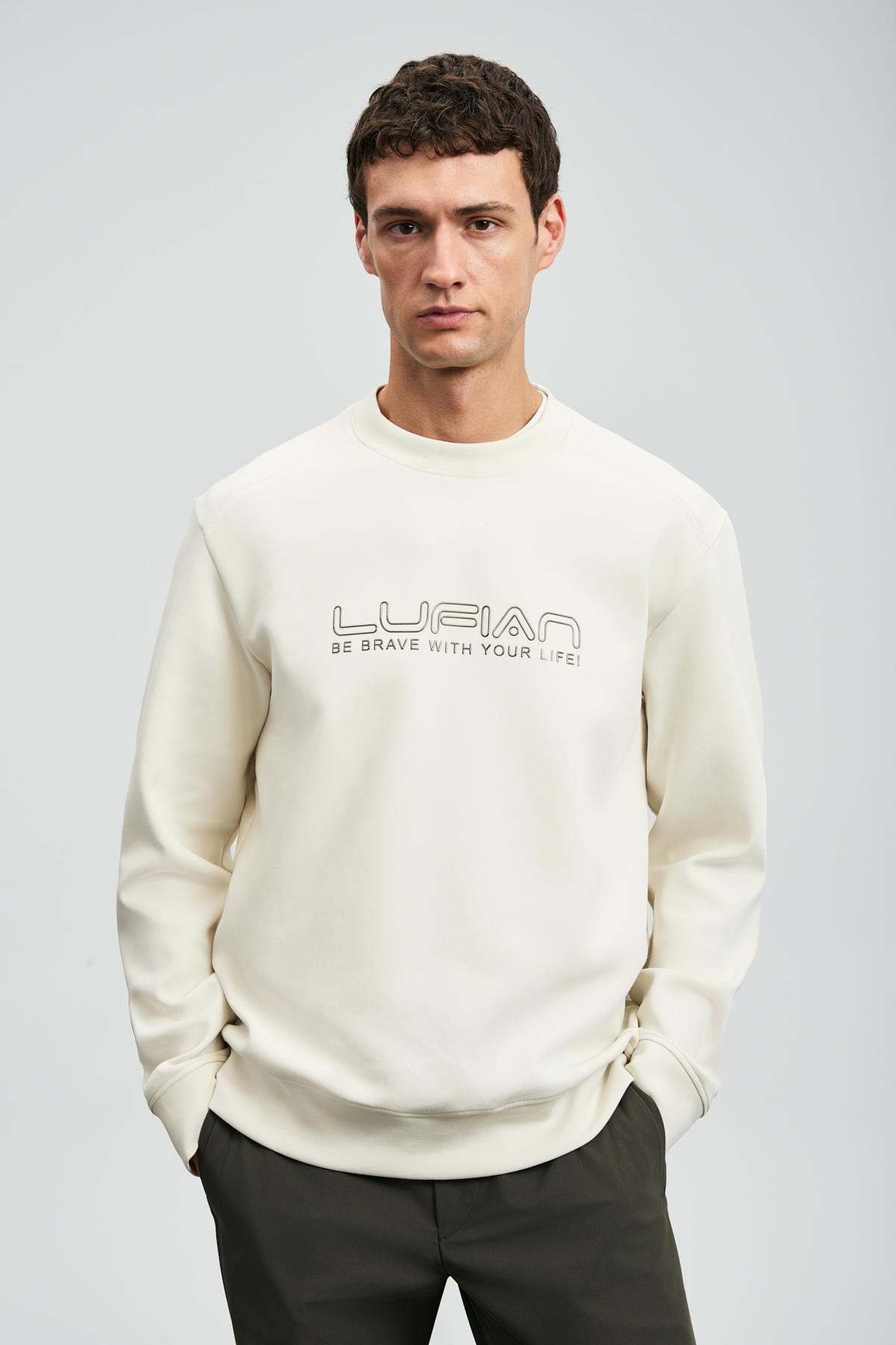 Lufian Luther Erkek Sweatshirt Ekru