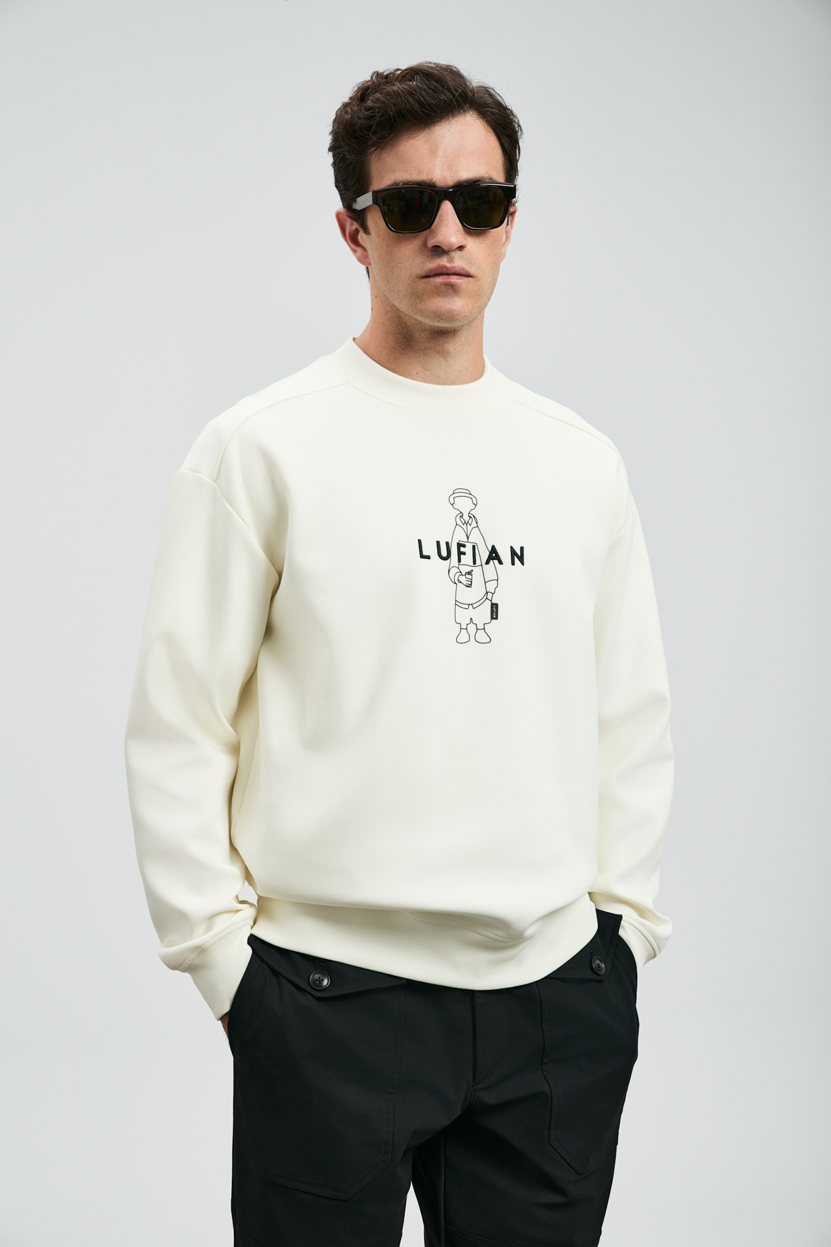 Lufian Sımba Erkek Sweatshirt Kırık Beyaz görsel 3