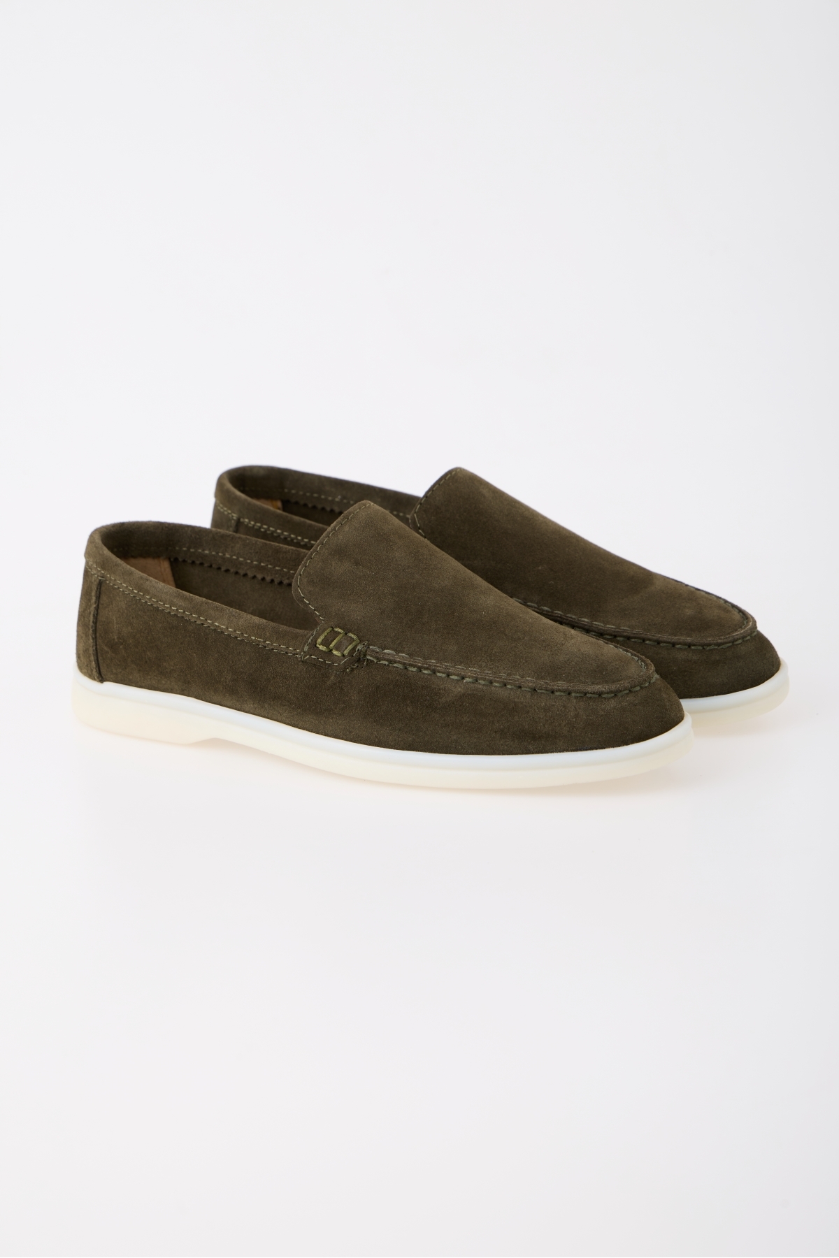 aladdin & sons Azure Haki Süet Hakiki Deri Erkek Loafer Ayakkabı