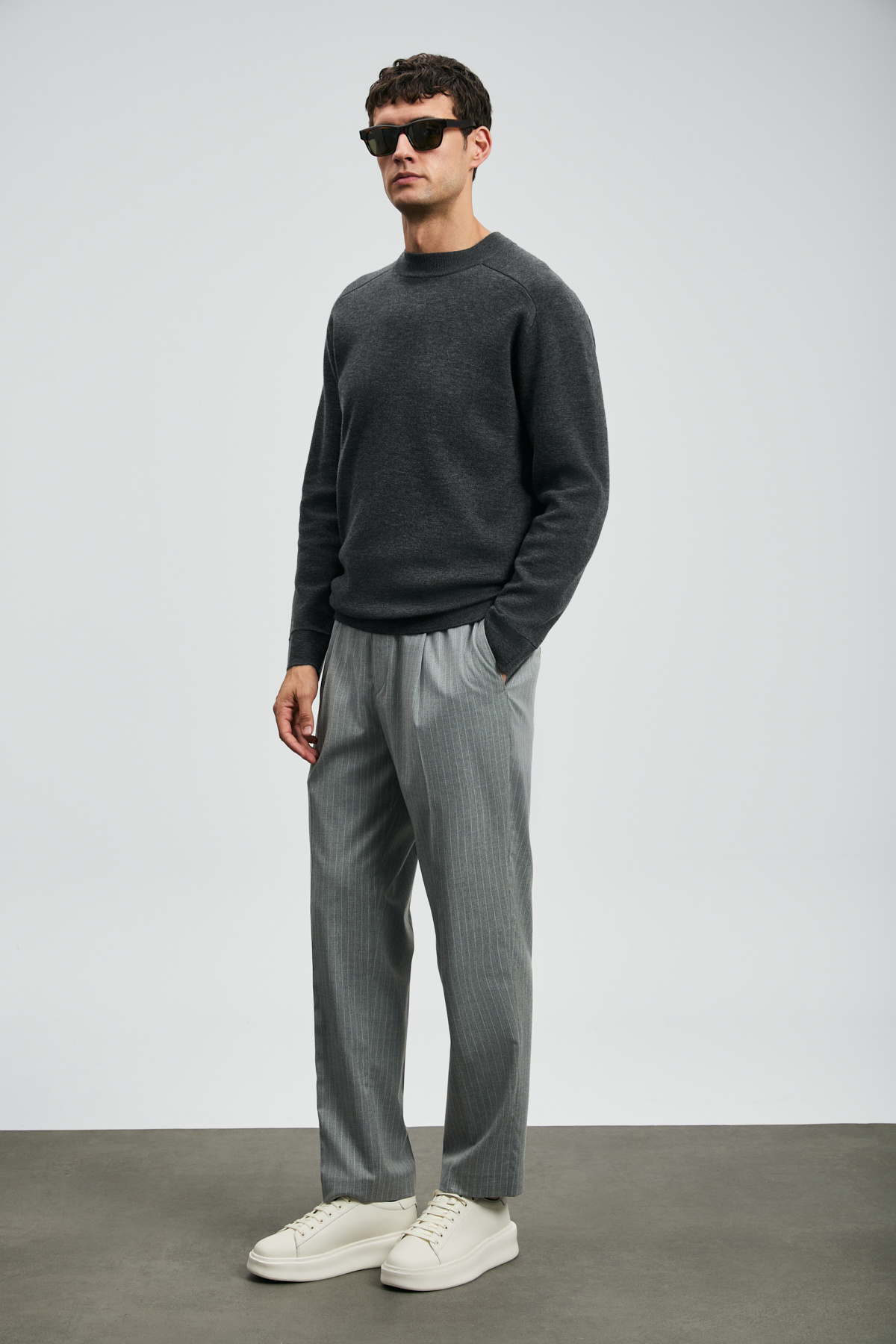 Lufian Ronald Smart Erkek Chino Pantolon Comfort Fit Gri görsel 2