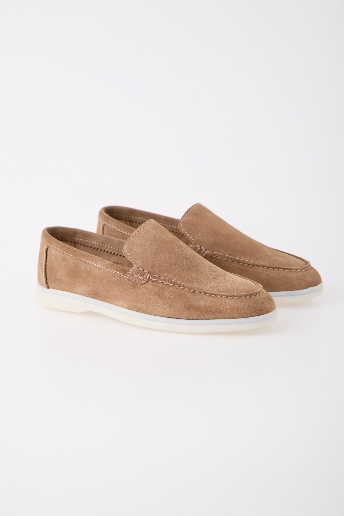 aladdin & sons Azure Bej Süet Hakiki Deri Erkek Loafer Ayakkabı