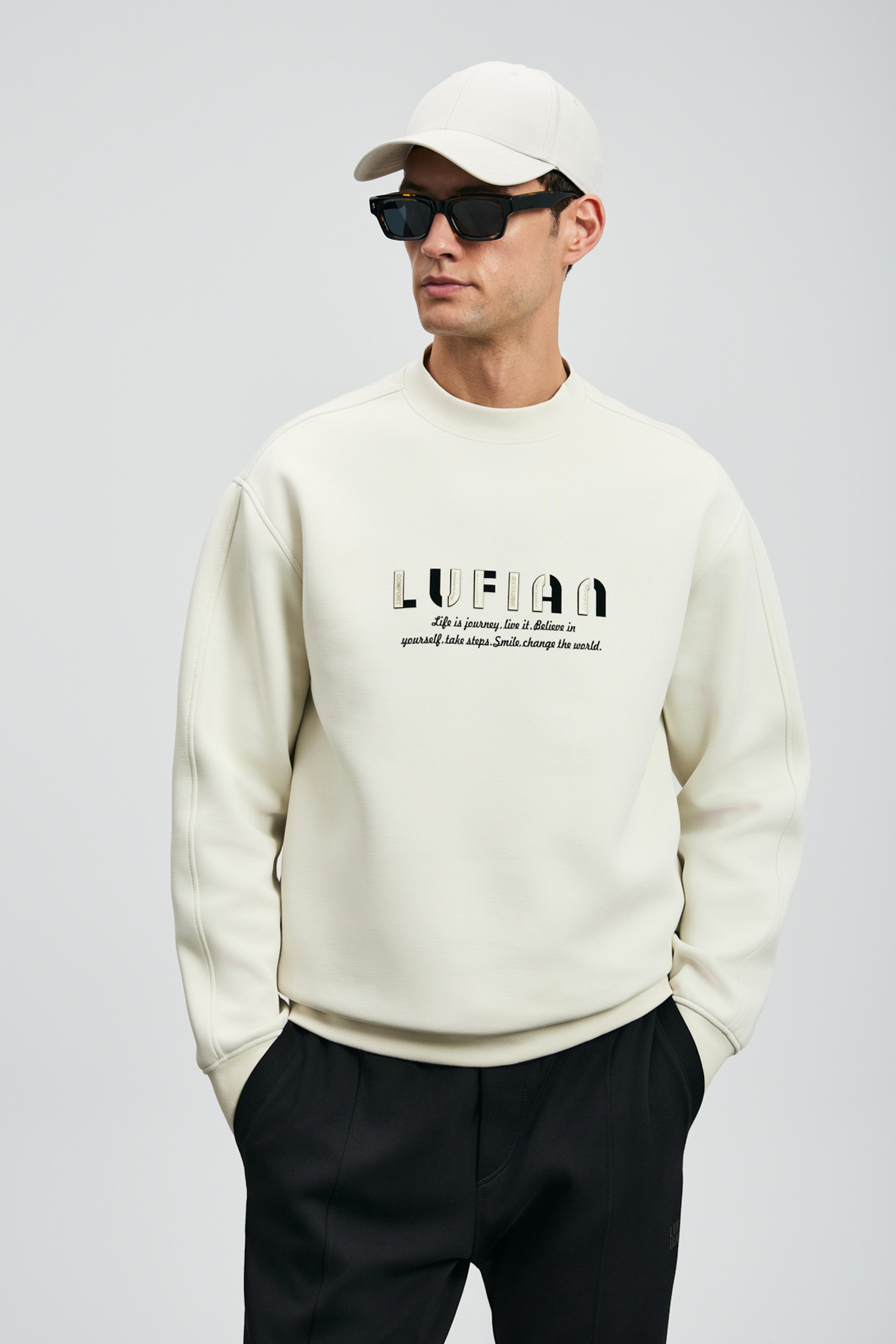 Lufian Oracle Erkek Sweatshirt Kırık Beyaz görsel 3