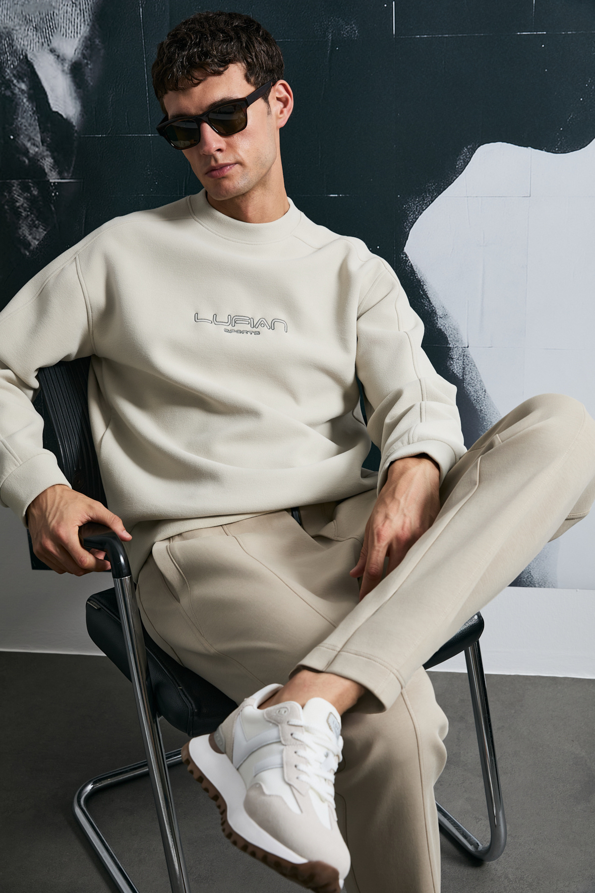 Lufian Dark Erkek Sweatshirt Ekru
