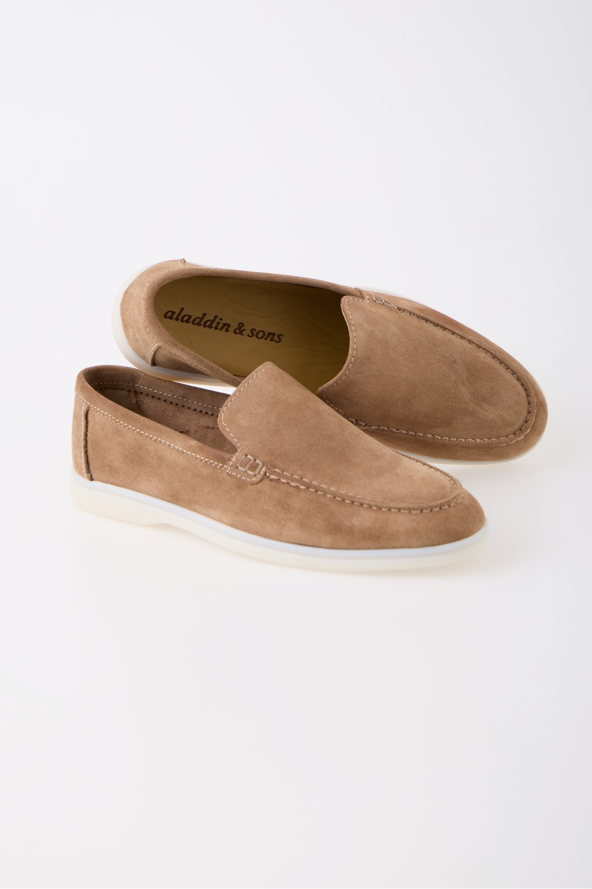 aladdin & sons Azure Bej Süet Hakiki Deri Erkek Loafer Ayakkabı görsel 5