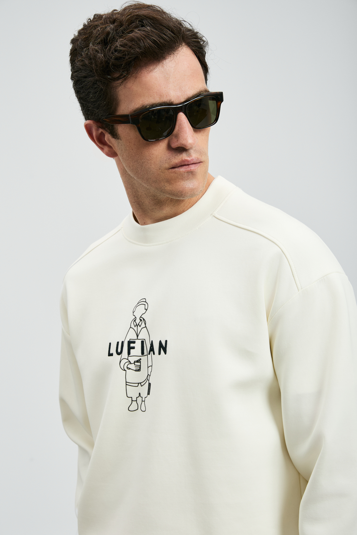 Lufian Sımba Erkek Sweatshirt Kırık Beyaz görsel 5