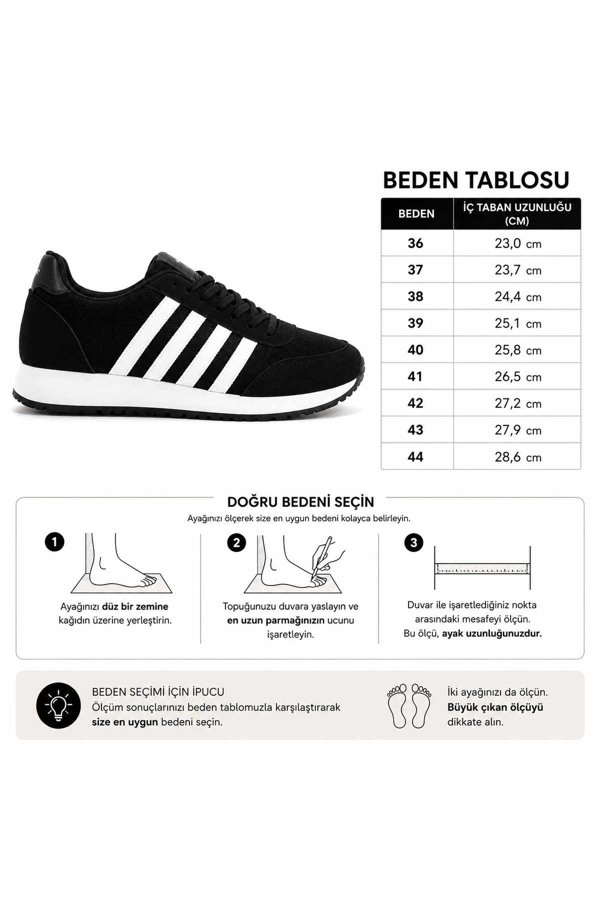 en7 Siyah Beyaz Siyah Unisex Sneaker Spor Ayakkabı Günlük Rahat Hafif Konforlu Bağcıklı Yumuşak Taban Yürüyüş Ayakkabısı MSR09 görsel 5