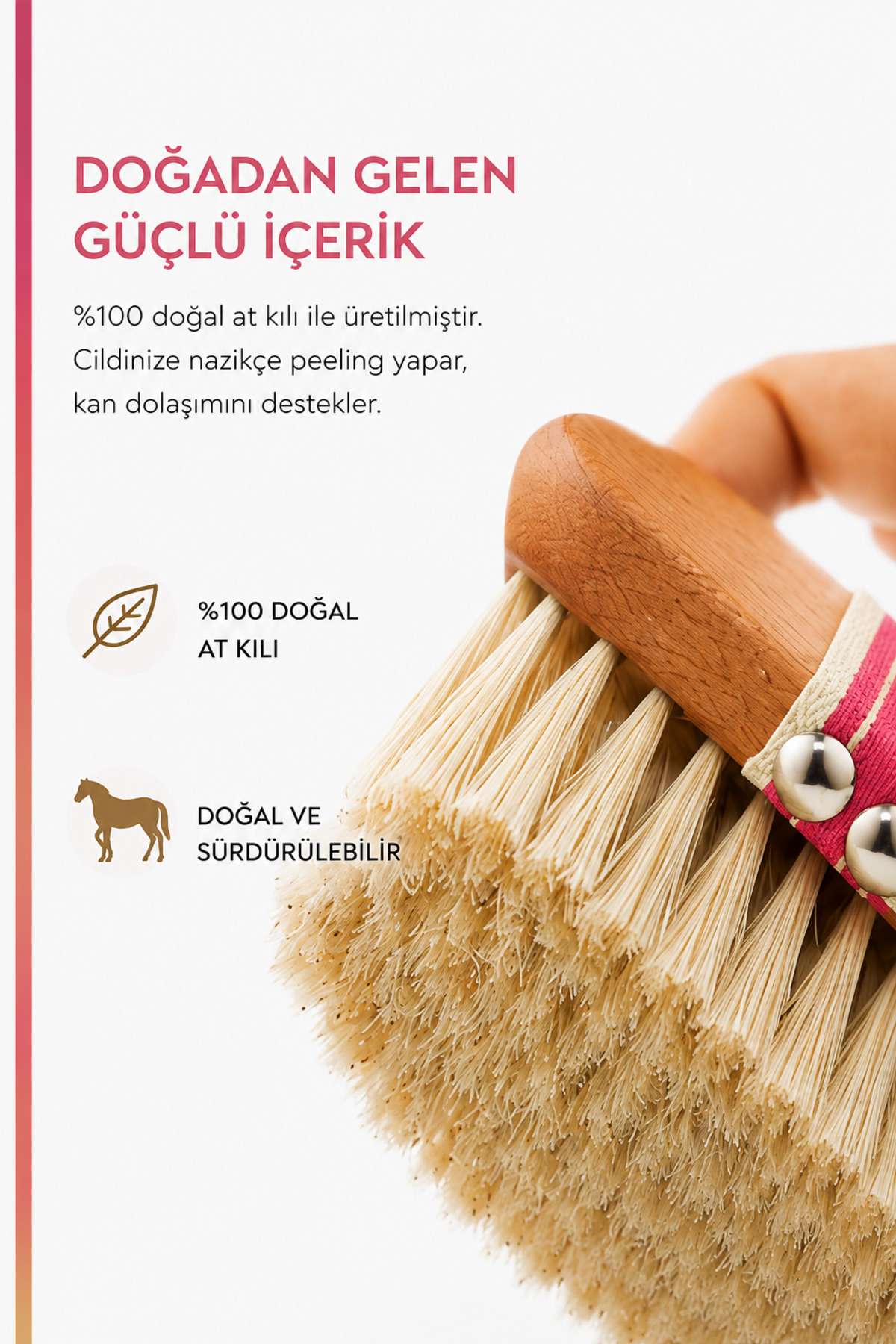 % 100 Doğal At Kılı Selülit Fırçası (saklama Kesesi Hediyeli ) — SF2582 — تصویر 5 از 9