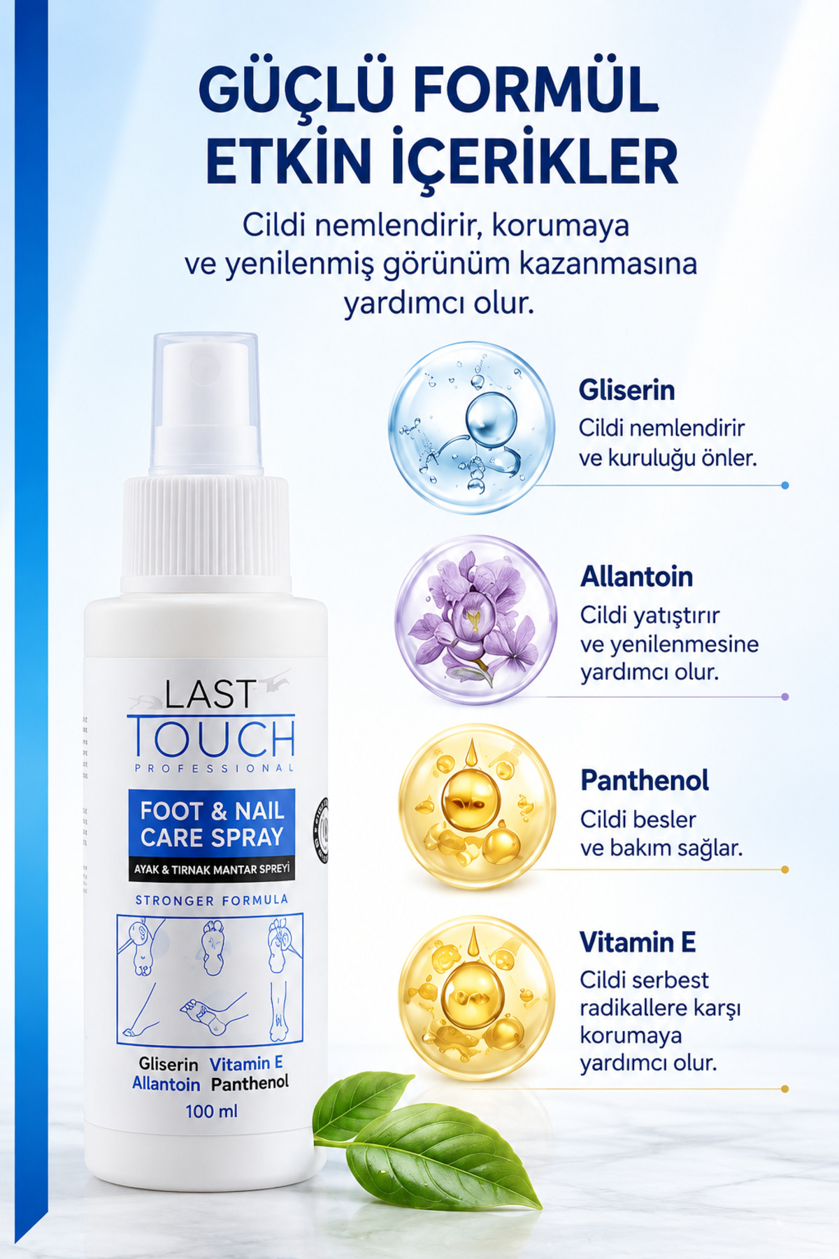 Ayak Ve Tırnak Mantar Spreyi, Kaşıntı, Koku Giderici Ve Nemlendirici Bakım Spreyi 100 Ml — ABS2586 — تصویر 6 از 9