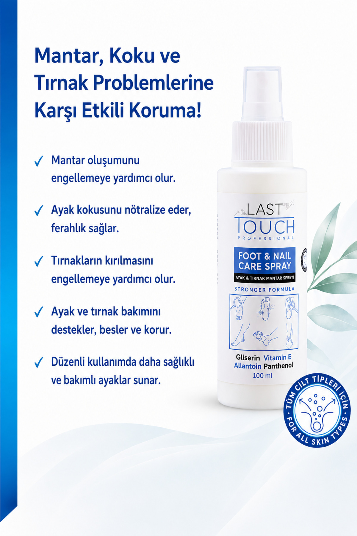 Ayak Ve Tırnak Mantar Spreyi, Kaşıntı, Koku Giderici Ve Nemlendirici Bakım Spreyi 100 Ml — ABS2586 — تصویر 3 از 9