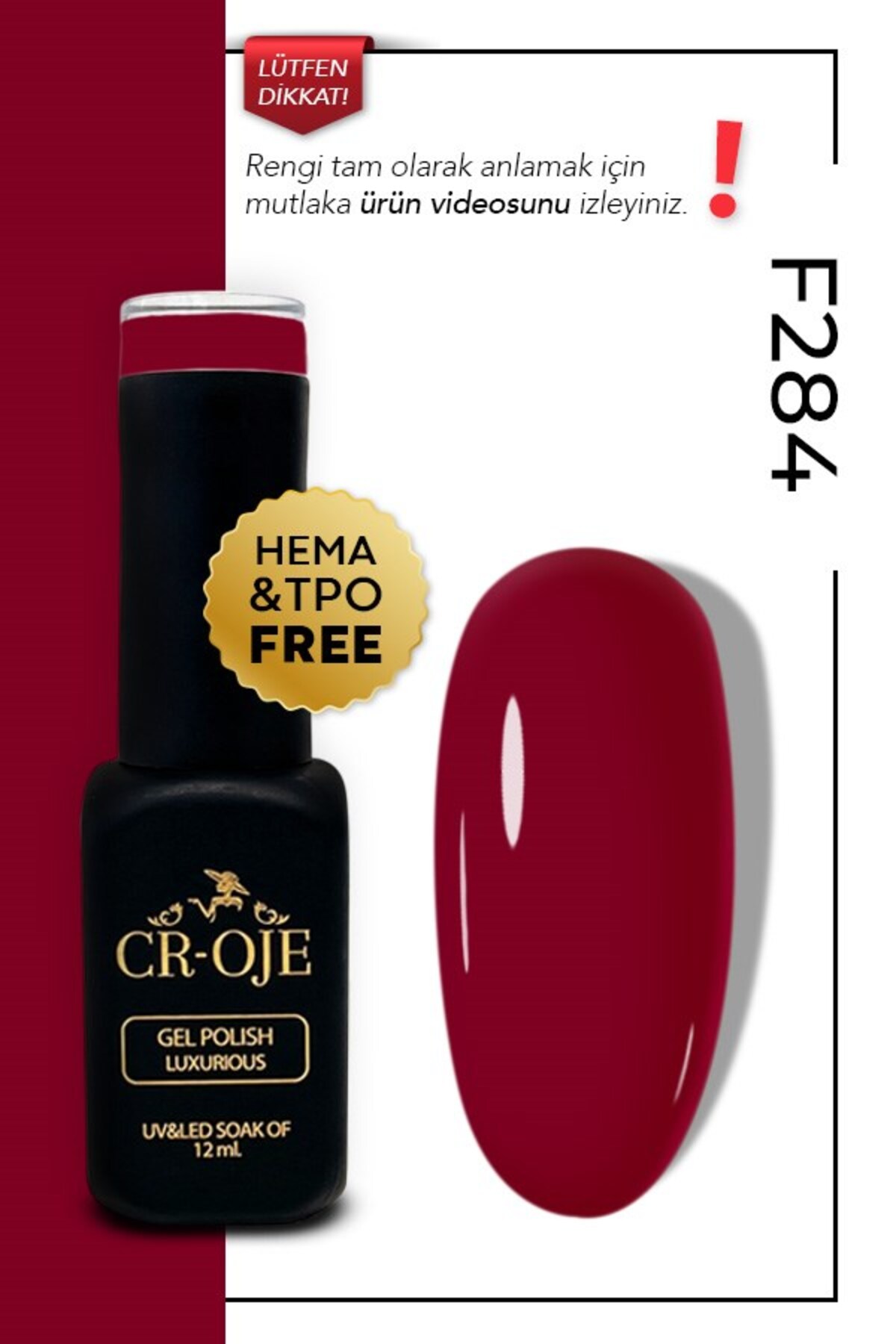 F284- Cumhuriyet Kırmızısı (12 ml) — رنگارنگ 5mlbordokalicioje