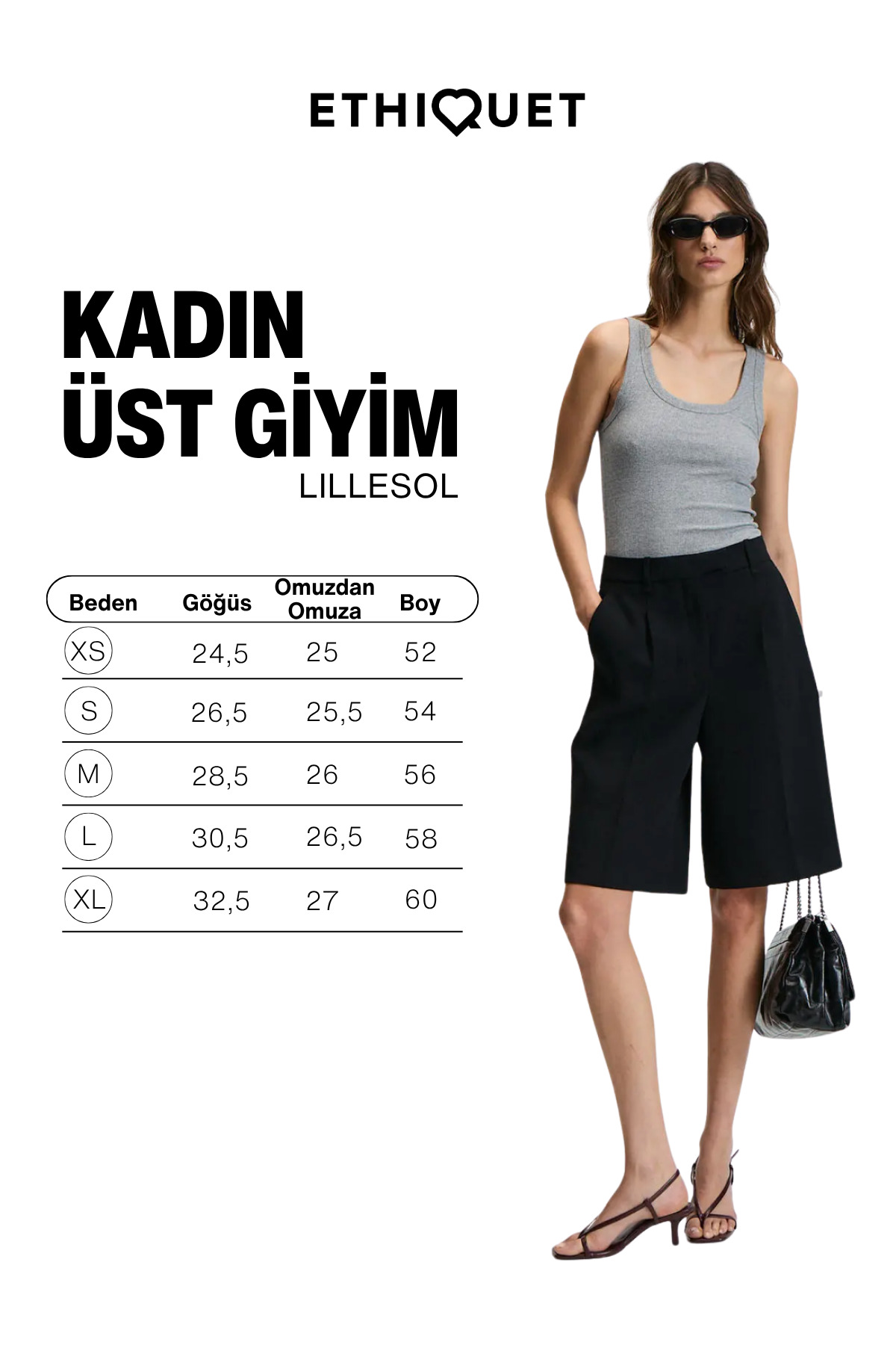 ETHIQUET LILLESOL Kadın Fitilli Görünüm Slim Fit Vücuda Oturan Havuz Yakalı Pamuklu Basic Antrasit Bluz Atlet görsel 7