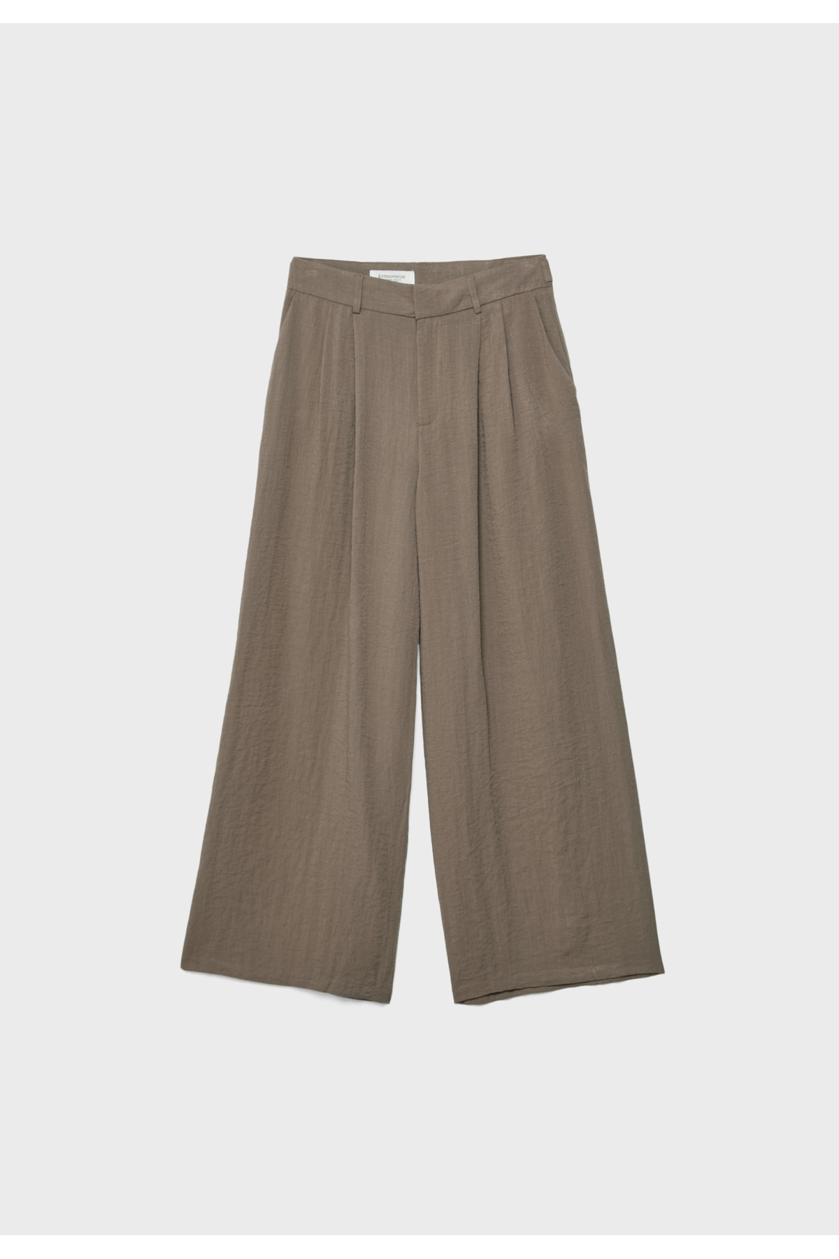 Stradivarius Düğmeli geniş paça kumaş pantolon görsel 7