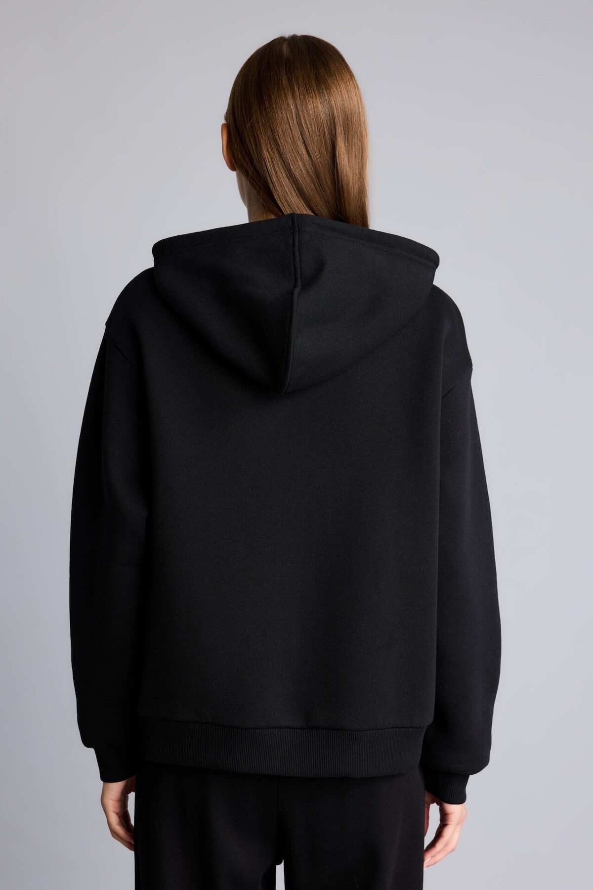 DeFacto Relax Fit Kapüşonlu Fermuarlı Cepli Basic Sweatshirt Hırka D8717AX24WN görsel 8