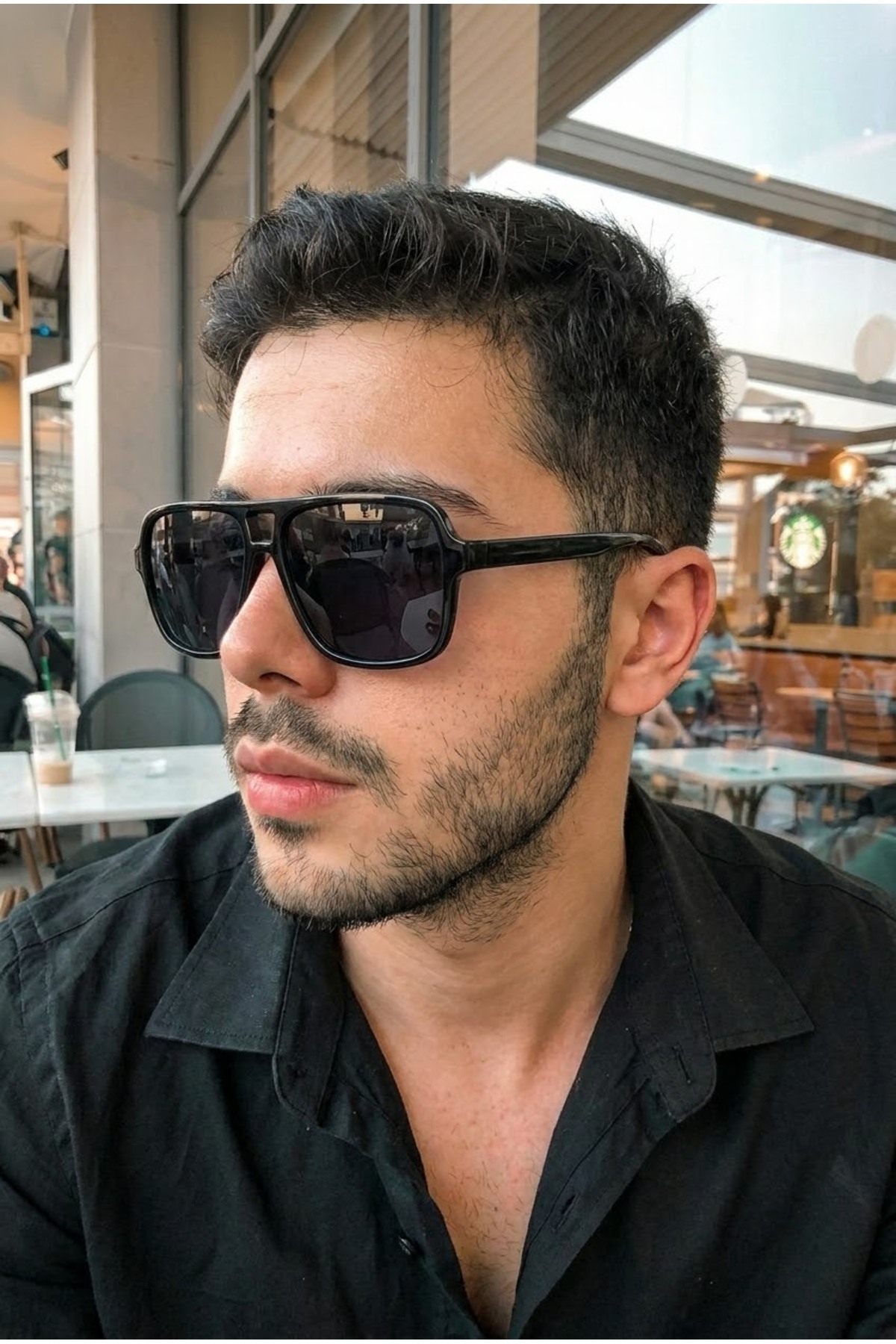 Chunky Frame Aspenya Polarize Yüksek Kalite Siyah Unisex Güneş Gözlüğü görsel 3